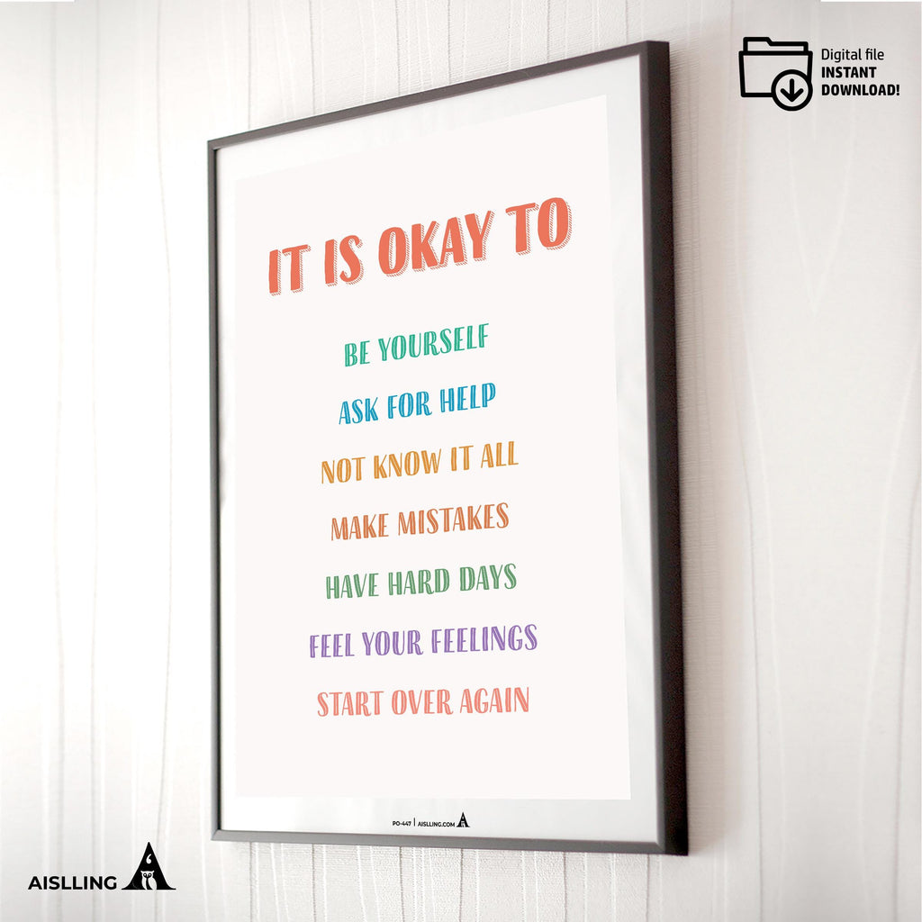 Calming Kit — it is okay to be yourself, therapy office poster, social emotional learning, grow your mind p... | Mindfulness printable