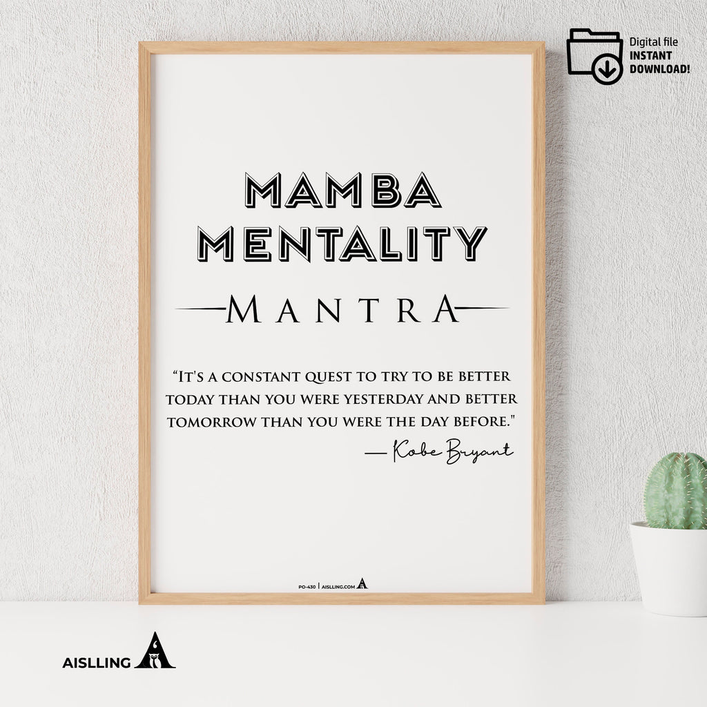 Aislling — Kobe Bryant Mamba Mentality Definition Posters, NBA Black Mamba Basketball Mindset Printable Wal... | Aislling printable