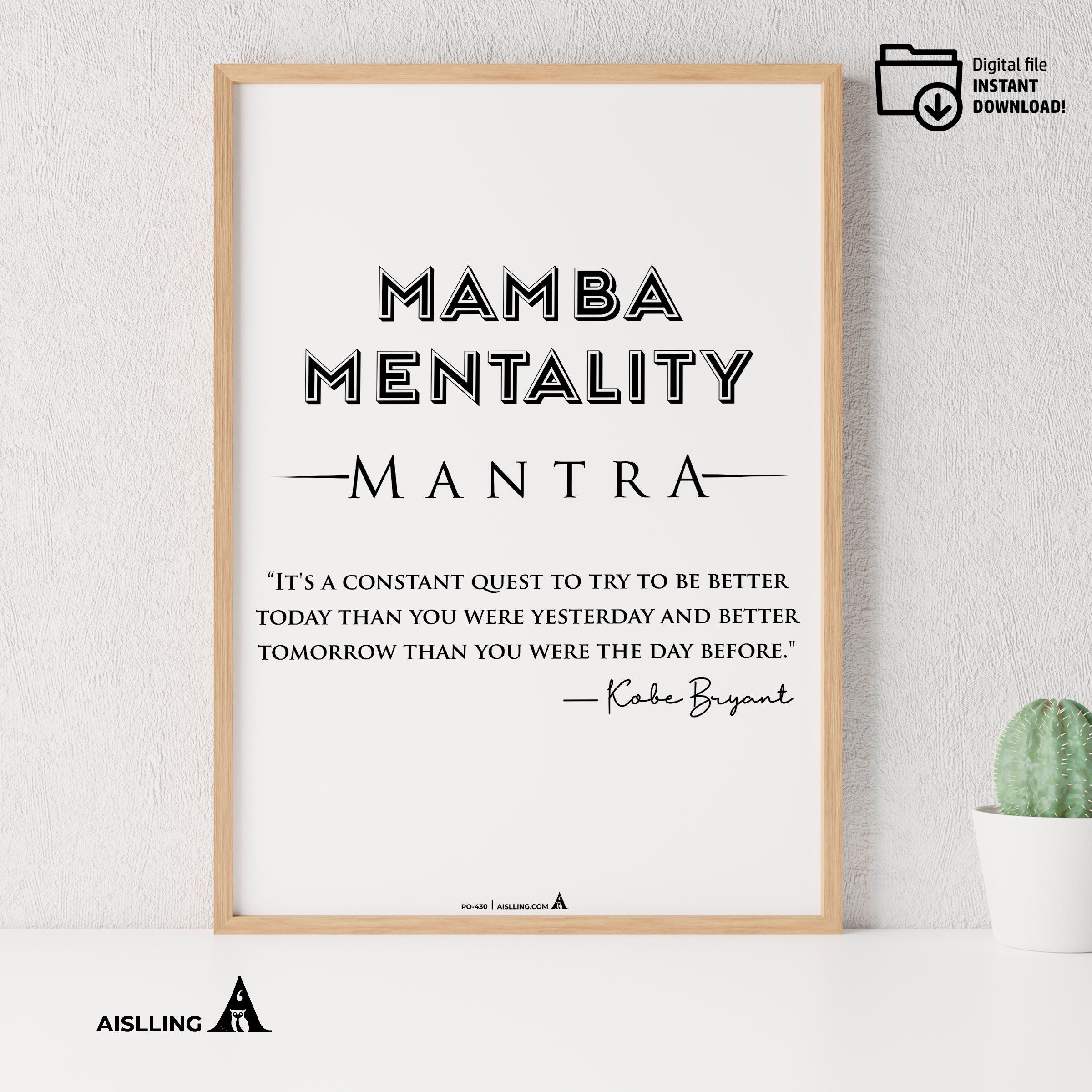Aislling — Kobe Bryant Mamba Mentality Definition Posters, NBA Black Mamba Basketball Mindset Printable Wal... | Aislling printable