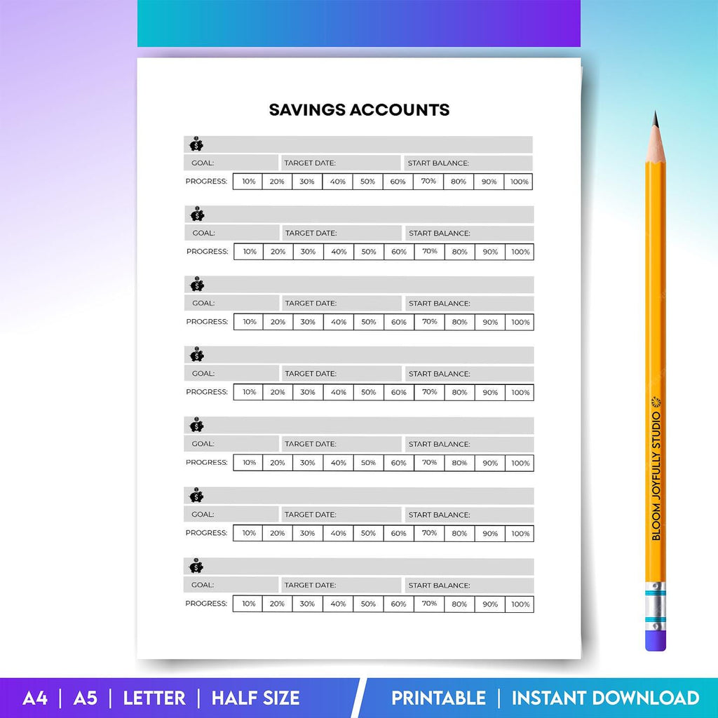 Budget Printable — Savings Account Tracker PRINTABLE, Monthly Savings, Budget Planner, Money Savings Tracke... | Bloom Joyfully printable