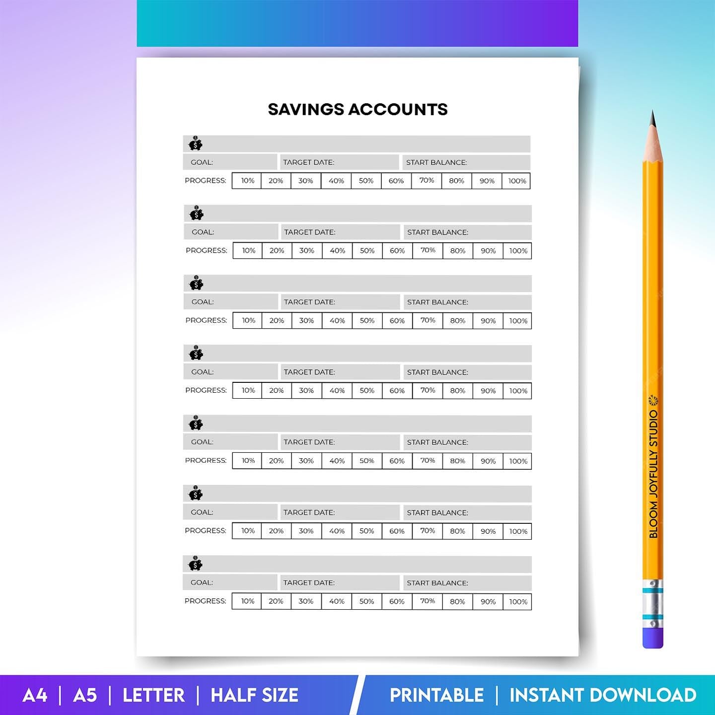 Budget Printable — Savings Account Tracker PRINTABLE, Monthly Savings, Budget Planner, Money Savings Tracke... | Bloom Joyfully printable