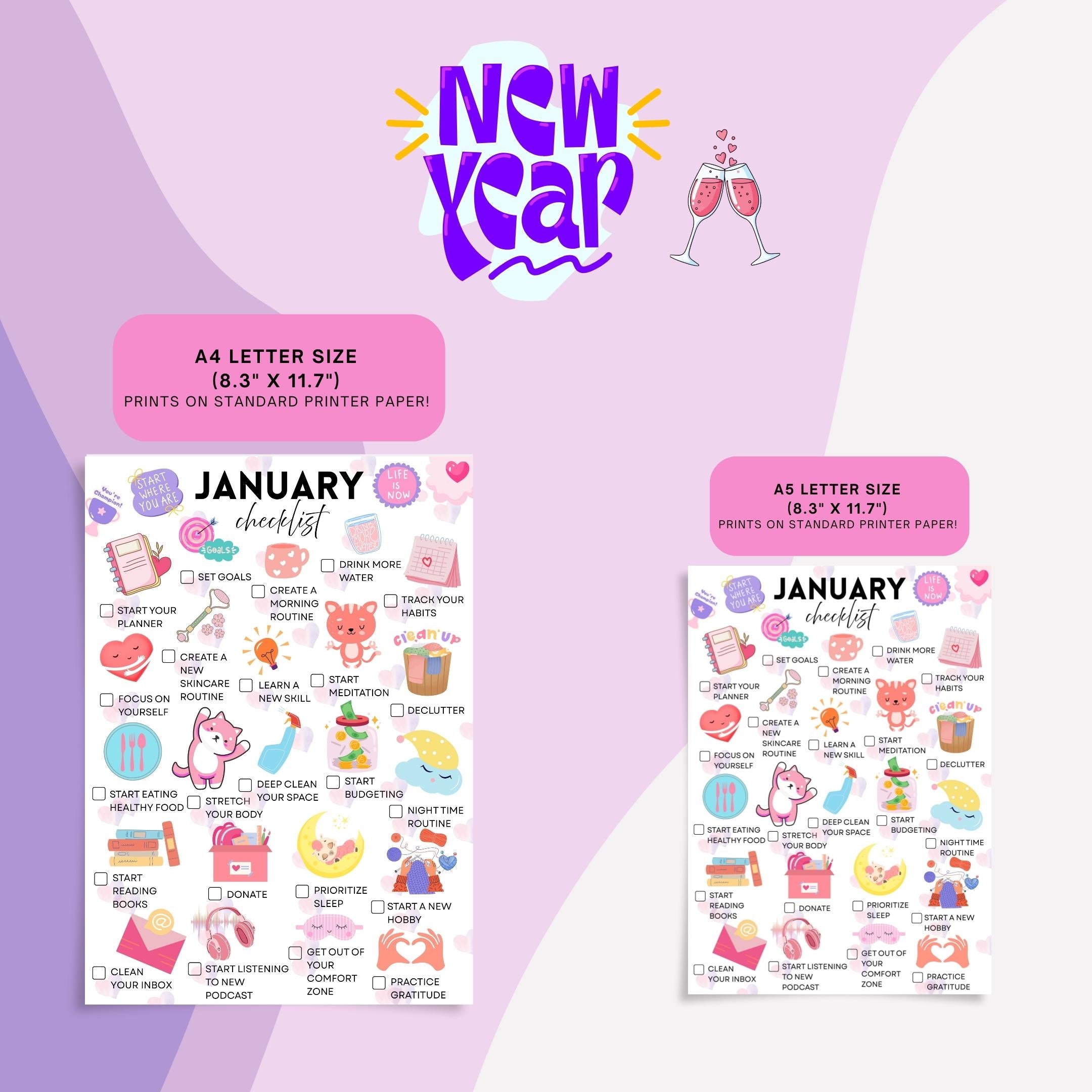 2026 Big Journal — January Checklist PRINTABLE, New Year Reset Planner, January Monthly Checklist, A4 & A5 ... | Bloom Joyfully printable