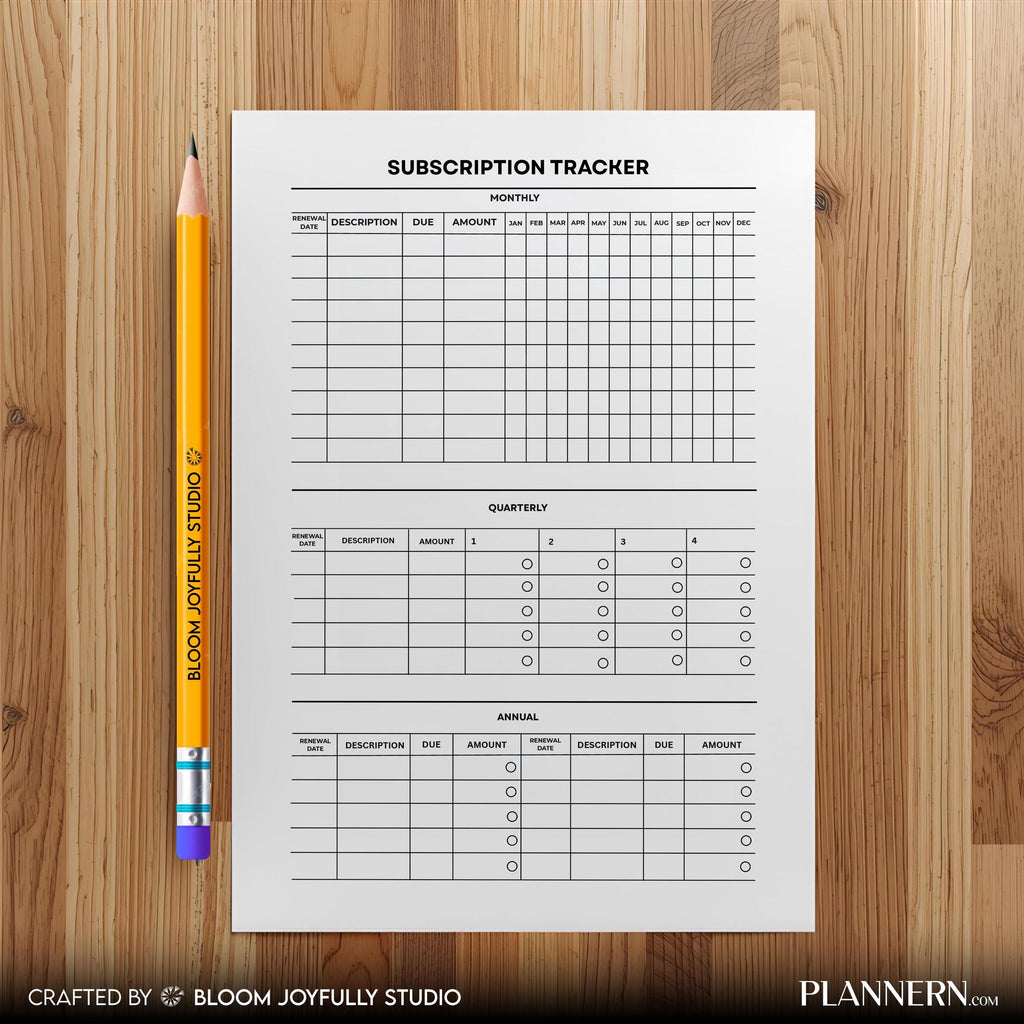 Bills Tracker — Subscription Tracker PRINTABLE, Expense Tracker, Bill Tracker, Track Subscriptions, Bill Pa... | Bloom Joyfully printable