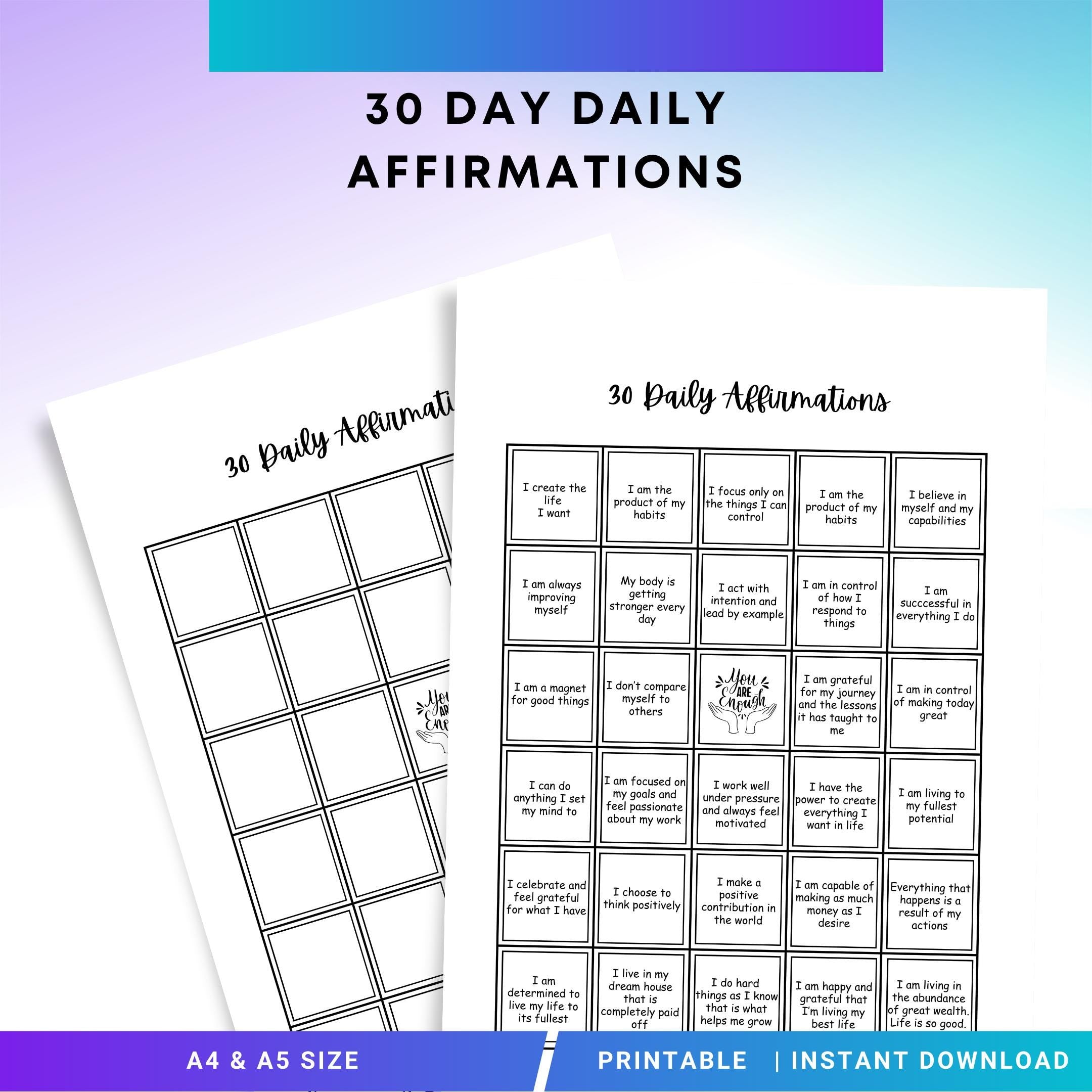 Affirmation Cards — Daily Affirmations PRINTABLE, Positive Affirmation, Self Love & Mental Health Affirmati... | Mindfulness printable