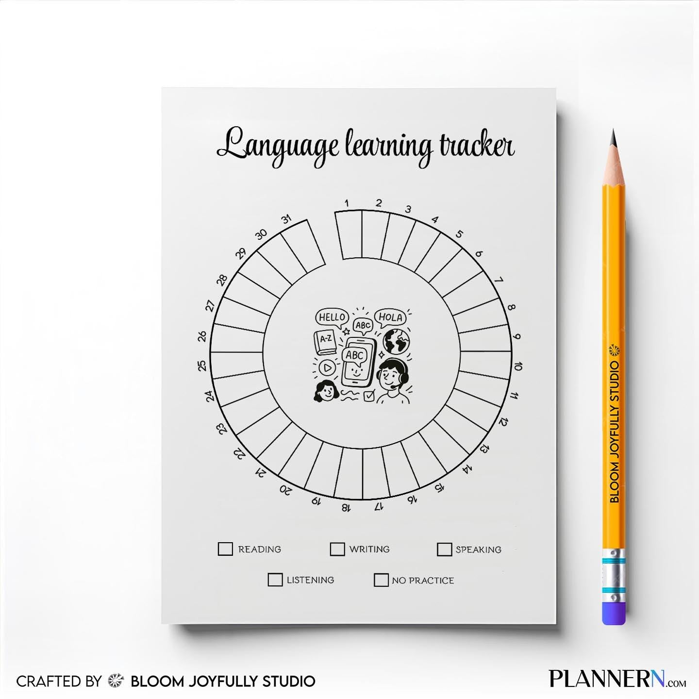 Fluency Tracker — Language Learning Tracker Printable, Study Tracker, Language Study Planner, Language Flue... | Bloom Joyfully printable