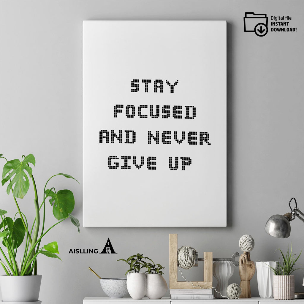Black White Print — Stay Focused Printable Wall Art, Motivational Quote Poster, Pastel Affirmation Print, A... | Aislling printable