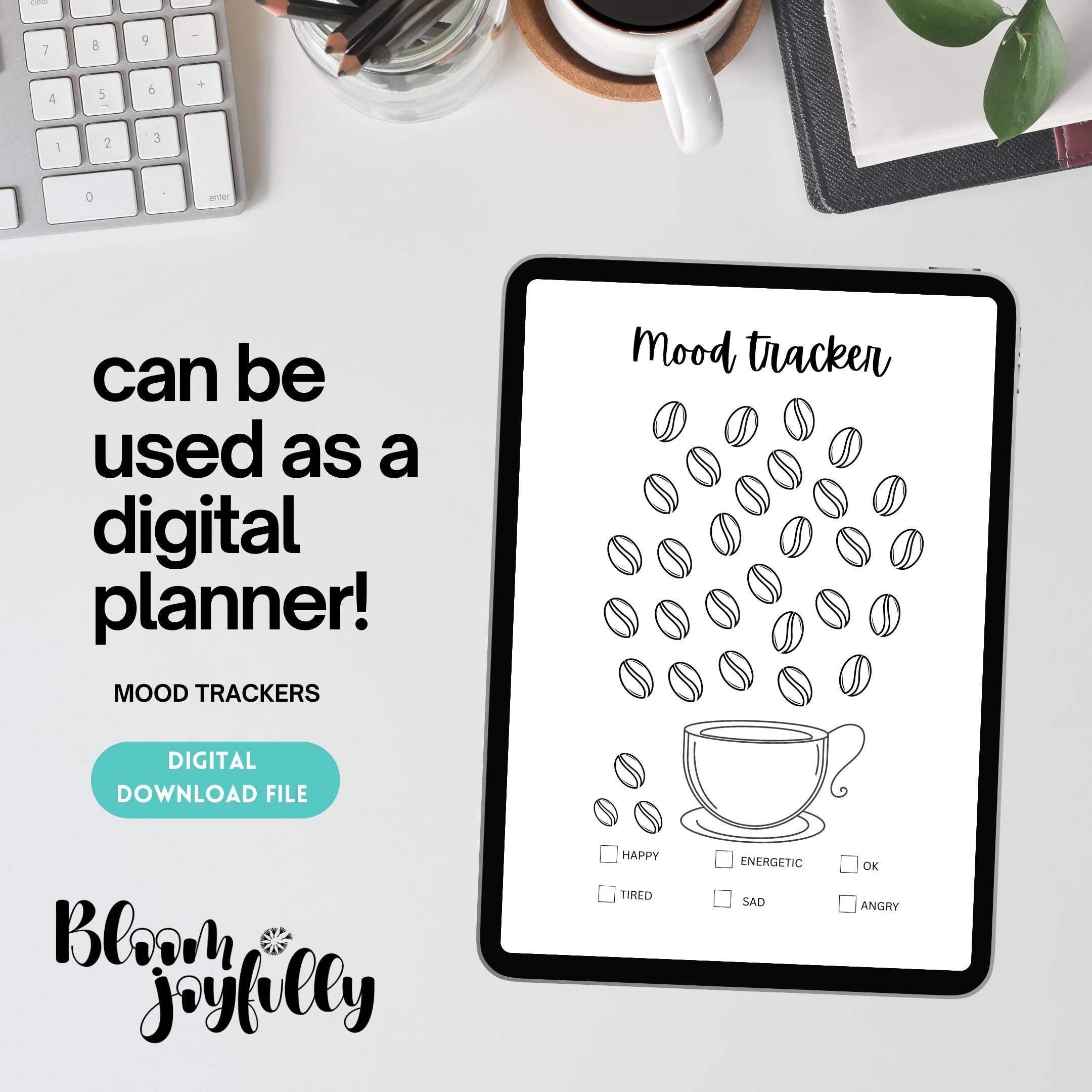 Bullet Journal — MONTHLY Mood Trackers Bundle, Printable Mood Tracker for journal, Monthly, Daily Mood Log,... | Mindfulness printable