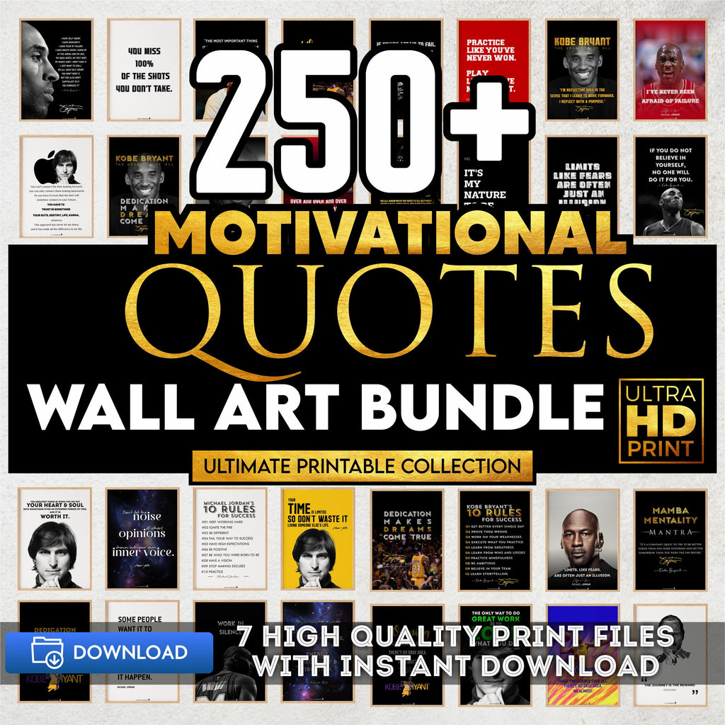 Digital Quote Print — BUNDLE of Motivational Quotes Print Set, Inspirational Wall Art, Success Quote Office... | Aislling printable