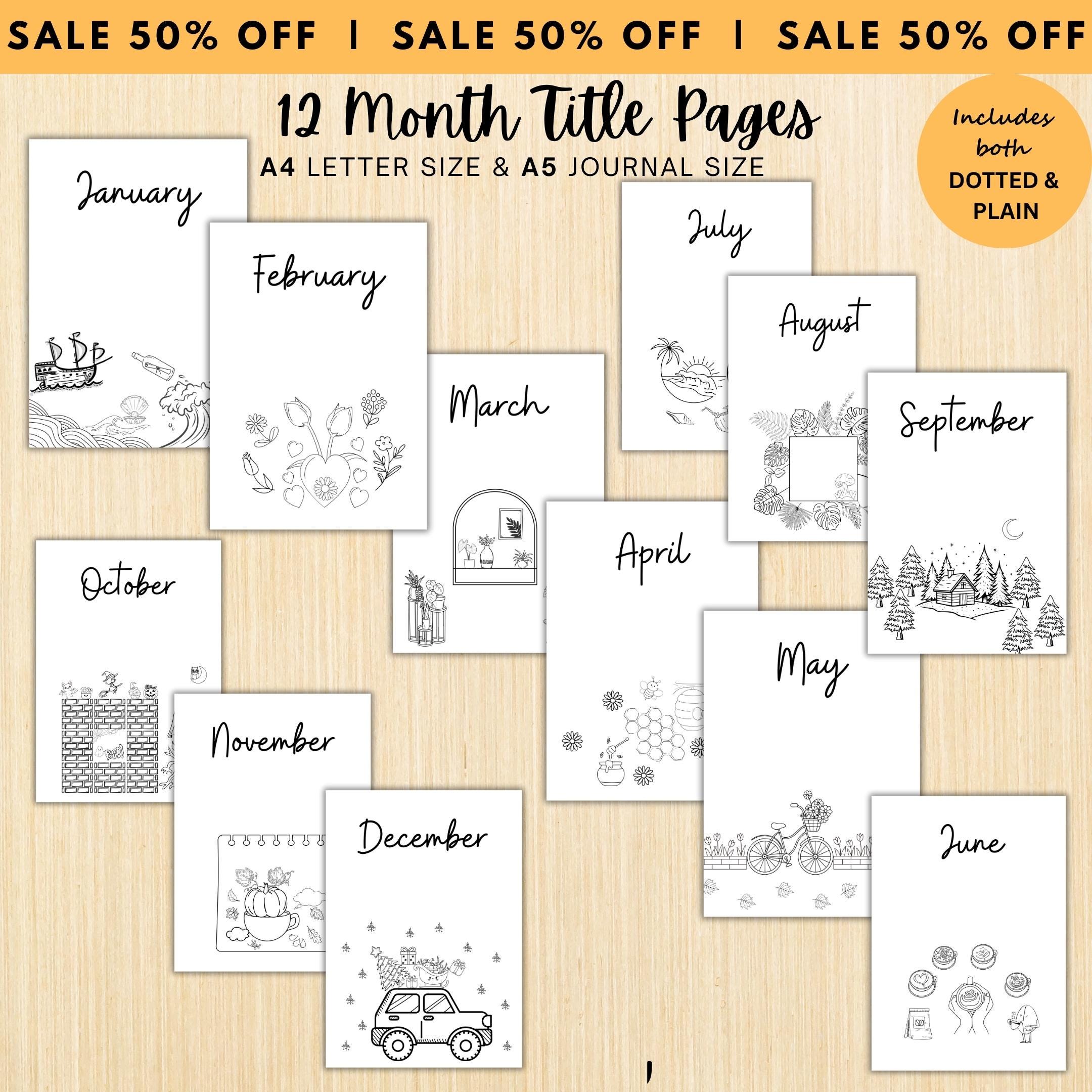 12 Month Cover Pages — 12 Month Printable Pages Bundle, Aesthetic Monthly Covers, PRINTABLE Monthly Title P... | Bloom Joyfully printable