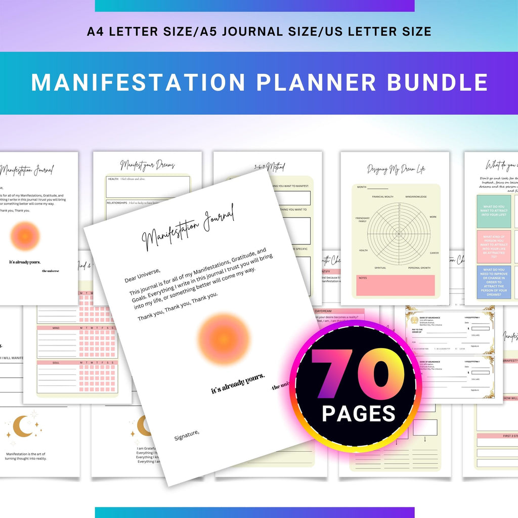 2026 Planner — MANIFESTATION JOURNAL Printable, Vision Board, Law of Attraction, Gratitude, Digital Journal... | Mindfulness printable