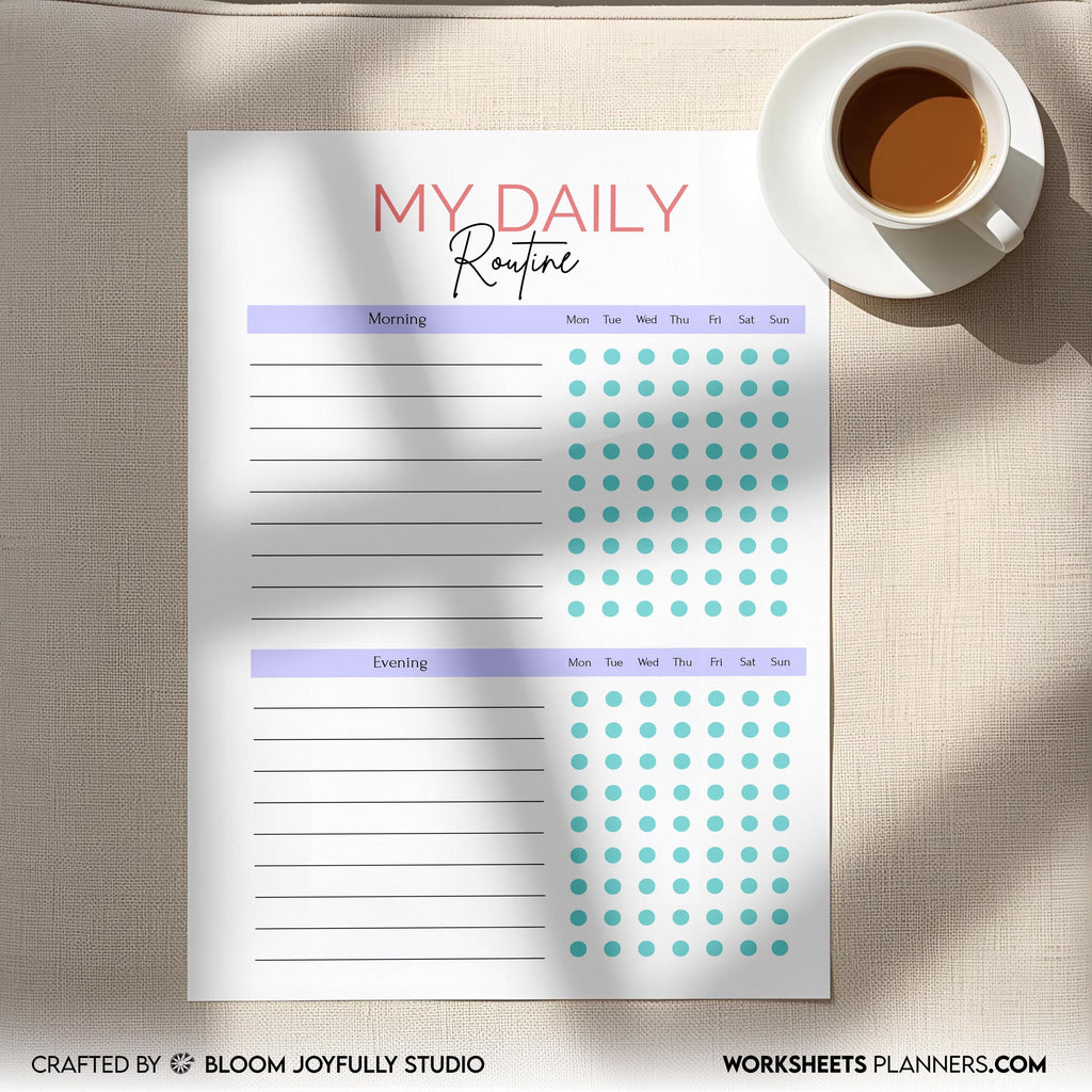 A5 Printable — My Daily Routine PRINTABLE, Daily Routine Planner, Daily Routine tracker, Morning and Night ... | Bloom Joyfully printable