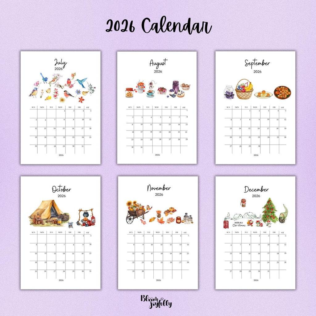 2026 Calendar — Farmhouse Calendar Bundle 2026, Printable Monthly Planners, Digital Download Calendar, A4, ... | Bloom Joyfully printable