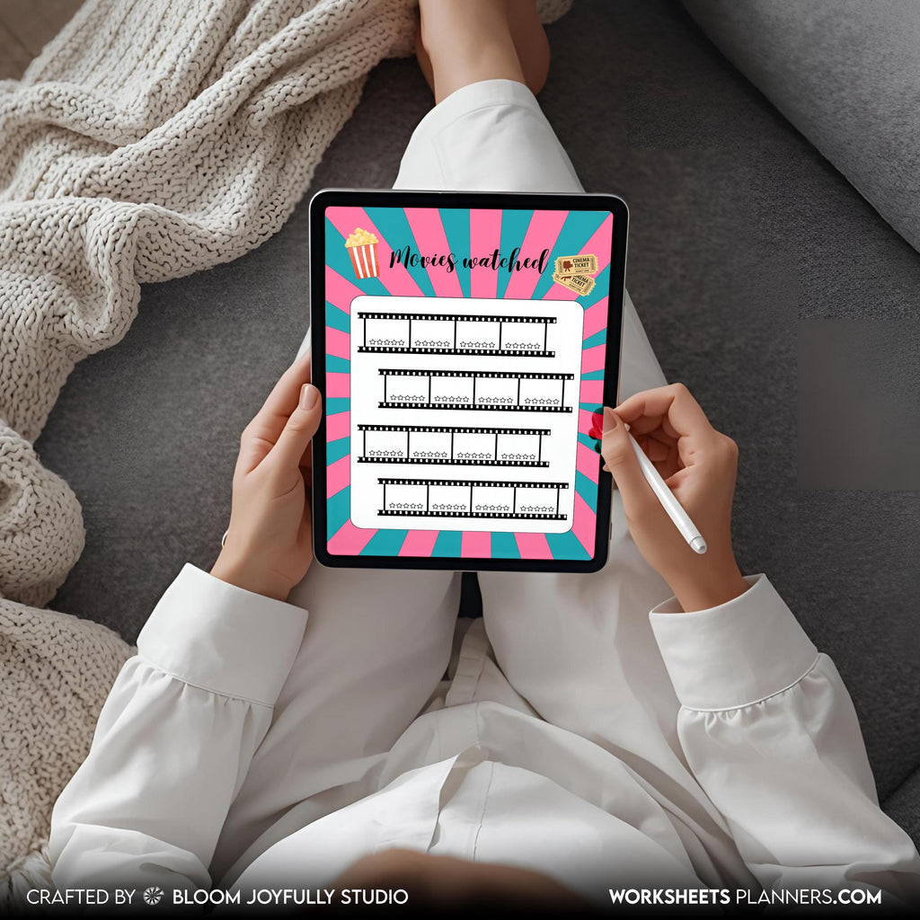 Digital Movie Track — Movies Tracker PRINTABLE, Movies Watched, Film Lover Planner, Movie Log, Printable Pl... | Bloom Joyfully printable