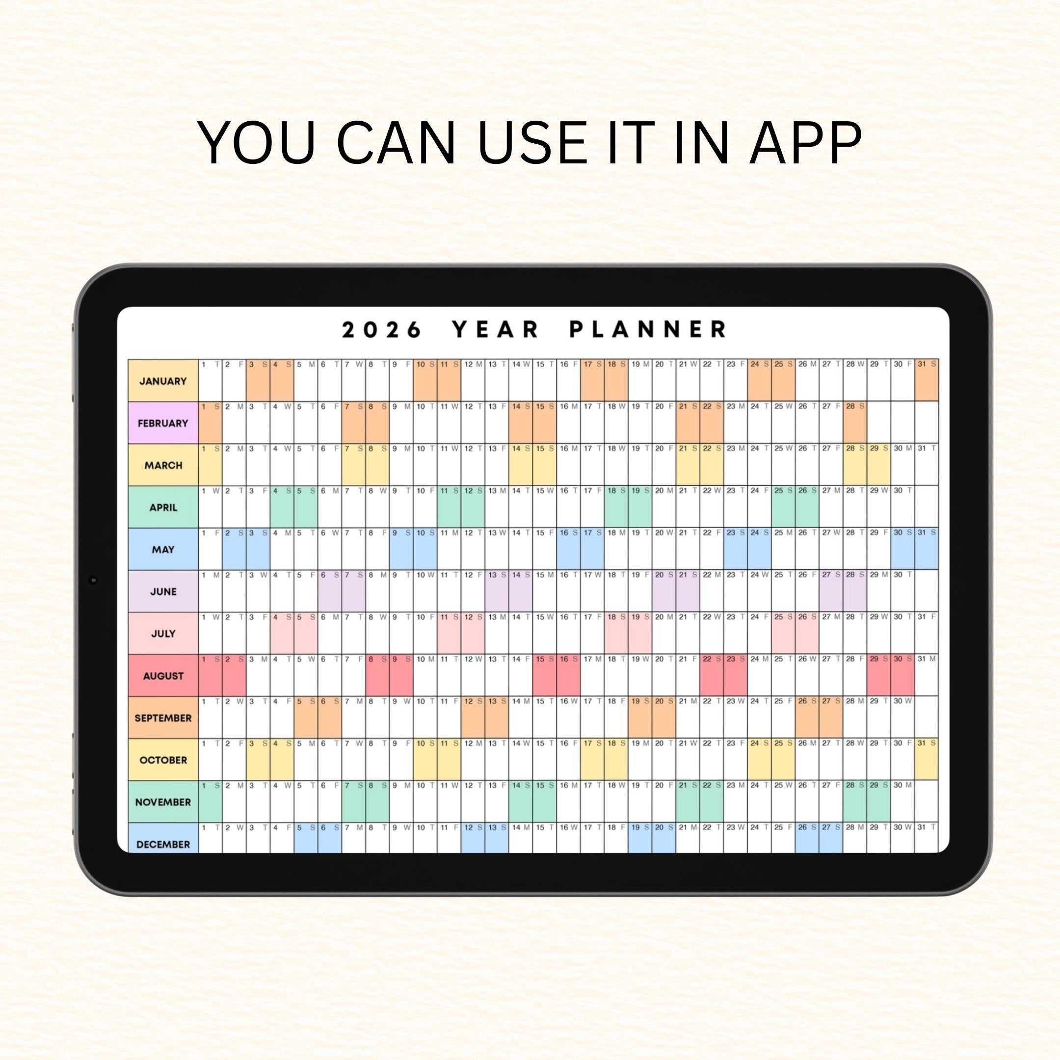 2026 Planner — 2026 PRINTABLE Wall Calendar, Dated Calendar, PDF, Different Sizes Available, Plan Your Day ... | Bloom Joyfully printable