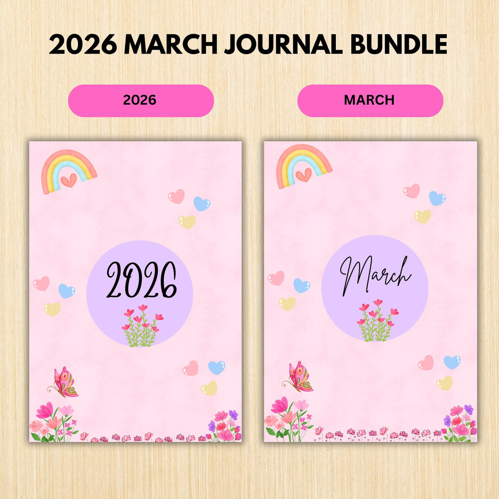 Digital Planner — MARCH Planner Bundle, Habit Tracker, Daily Reflection, Mental Health, Gratitude, Mood Tra... | Mindfulness printable