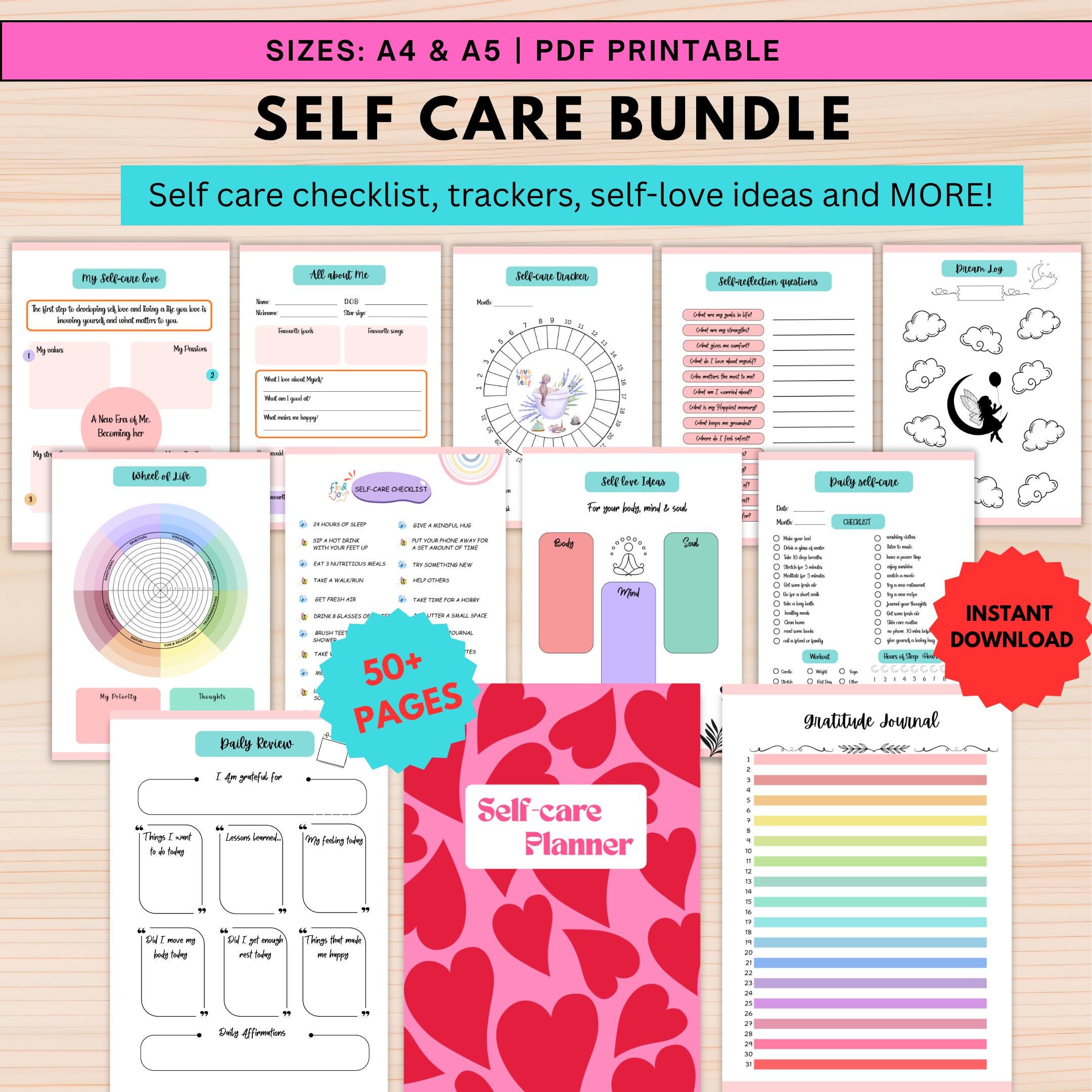 Daily Routine Track — Self Care Planner PRINTABLE, Wellness Journal and Daily Routine Tracker, Mental Healt... | Mindfulness printable