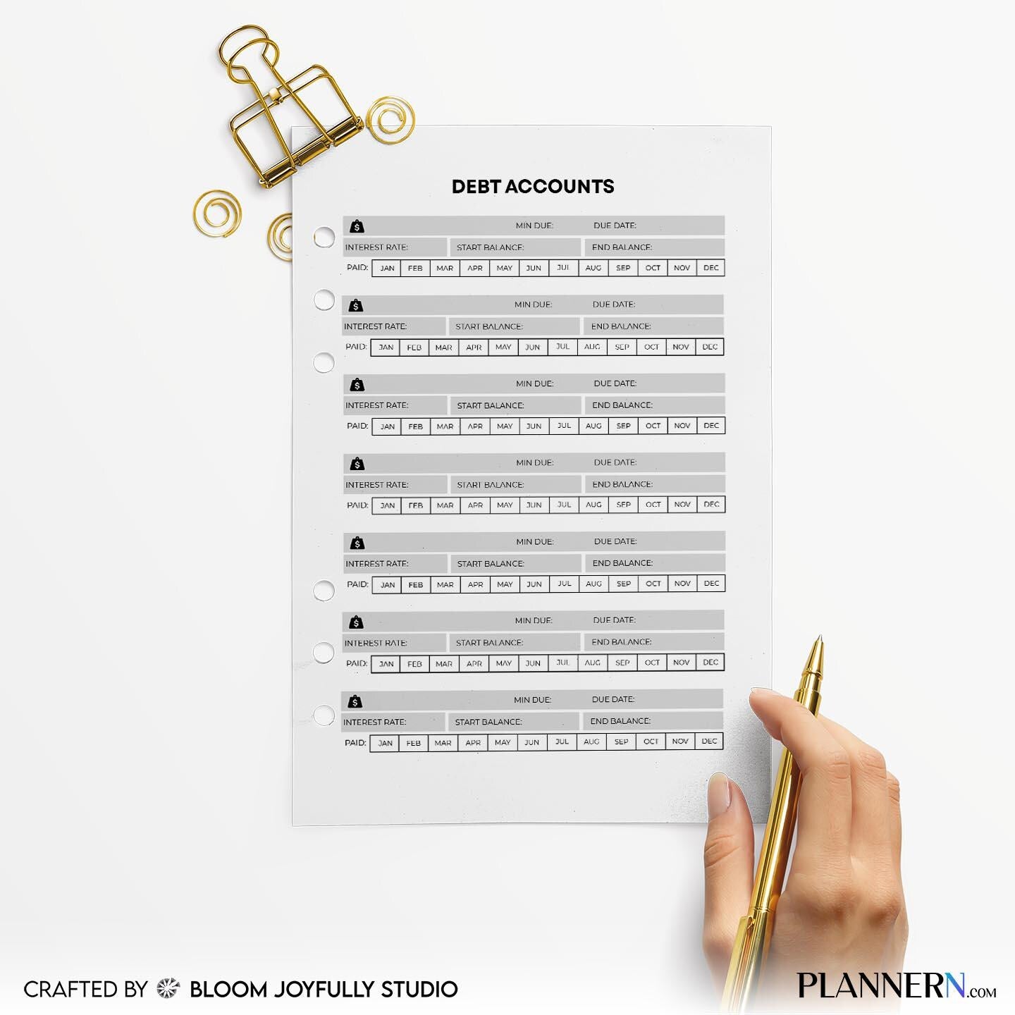 Bill Payment Tracker — Debt Tracker PRINTABLE, Debt Payment Log, Bill & Loan Payoff Planner, Budget Plan, I... | Bloom Joyfully printable