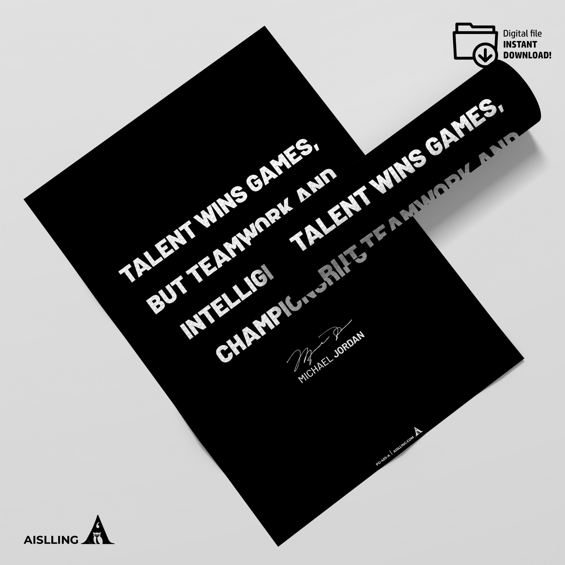 Basketball Art — Michael Jordan Motivational Quote Poster: Basketball Sports Art (Digital Download) | Aislling printable