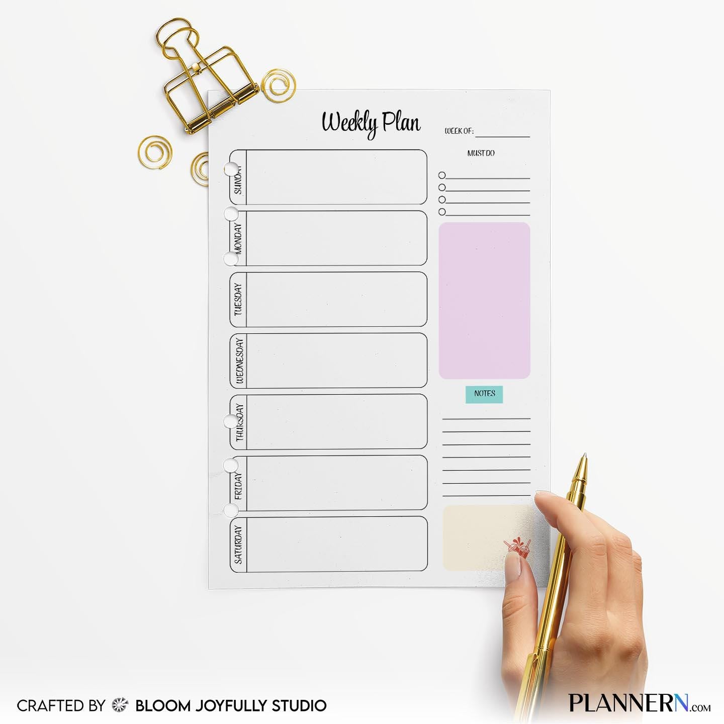 Daily Planner — Weekly Planner Printable, Weekly Schedule Organiser, To Do List Planner, Weekly Plan, Weekl... | Bloom Joyfully printable
