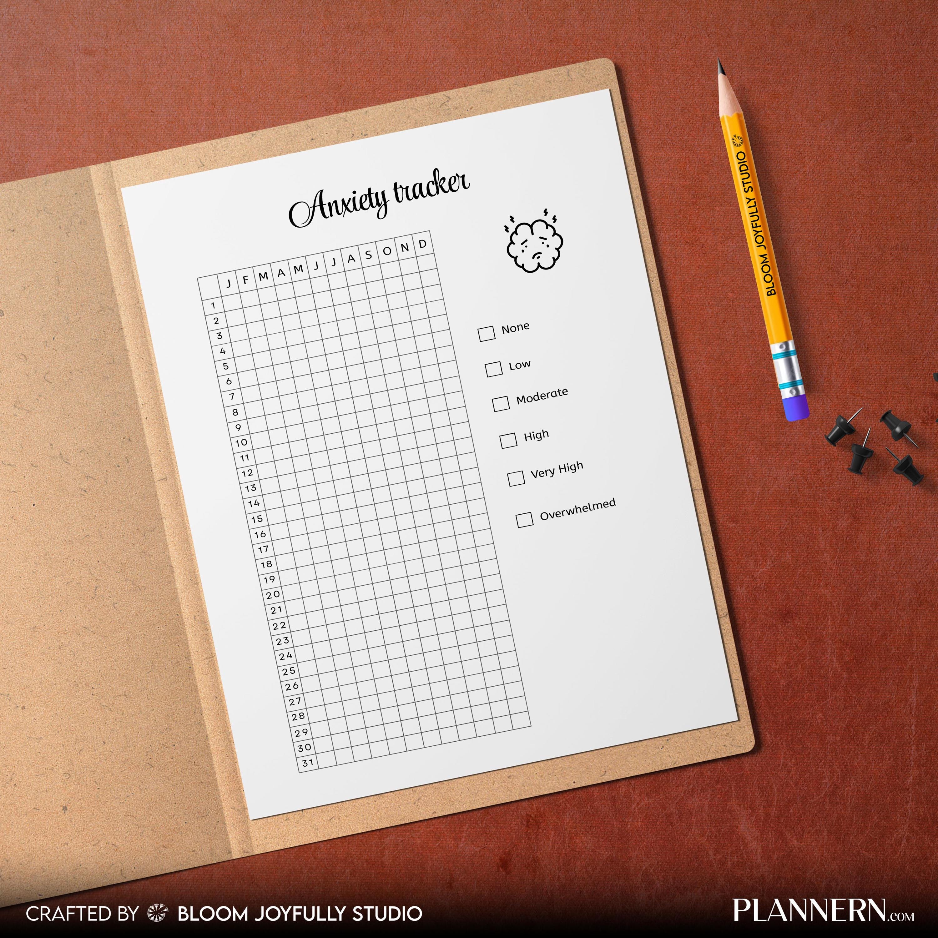 Anxiety Log — Anxiety Tracker PRINTABLE, Mental Health Planner, Anxiety Log, Habit Tracker Self Care Worksh... | Mindfulness printable