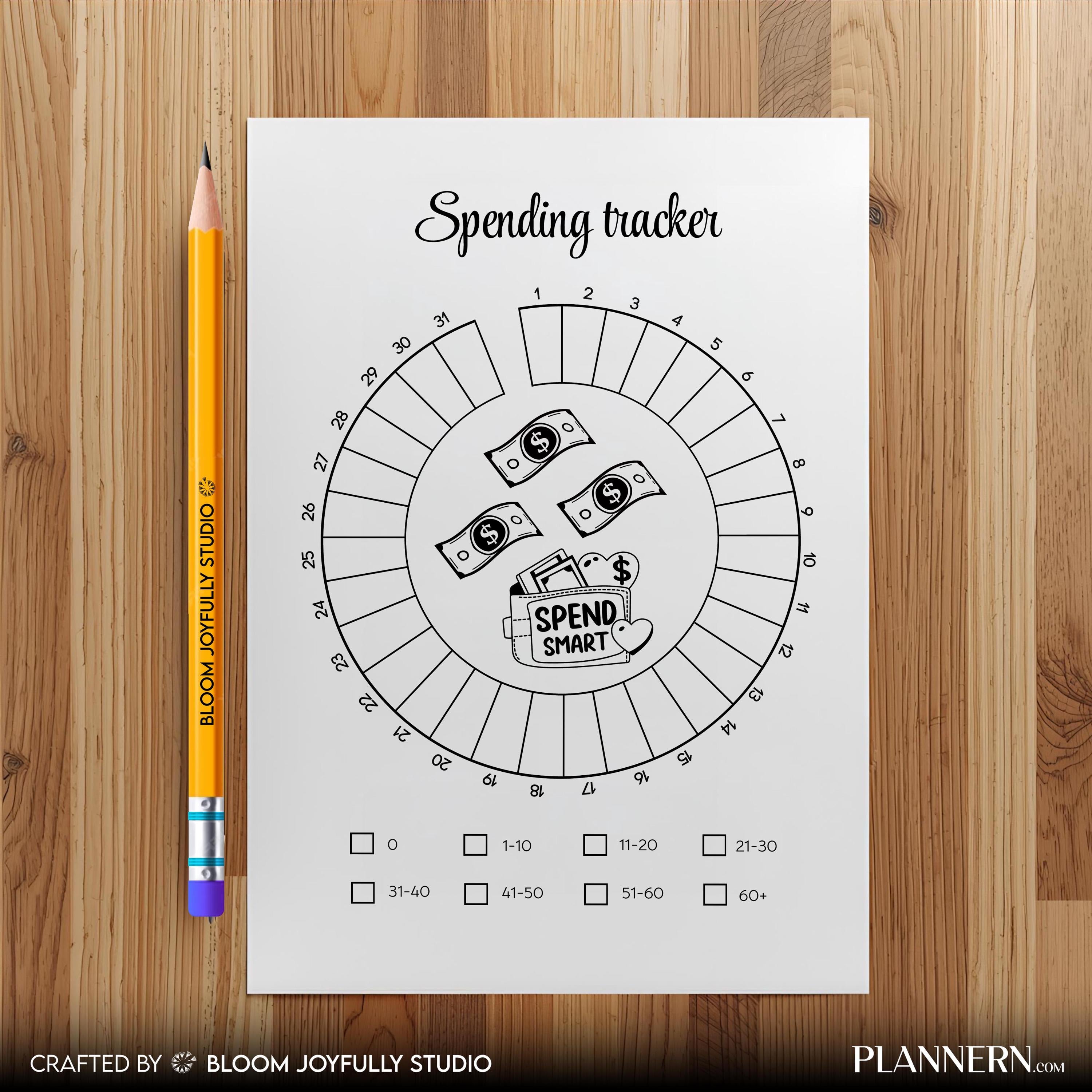 Budget Planner — Spending Tracker PRINTABLE, Daily Spending Tracker, Planner Page, Instant Download, A4, A5 | Bloom Joyfully printable