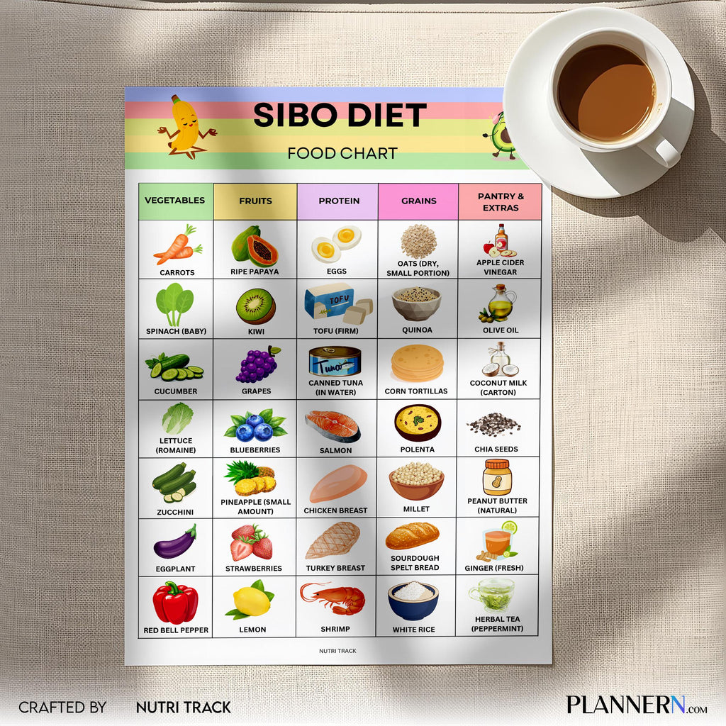 Digestive Diet — SIBO Diet Food Chart Printable, SIBO Food List, Gut Health Diet Food, IBS Friendly Food Ch... | Nutri Track printable