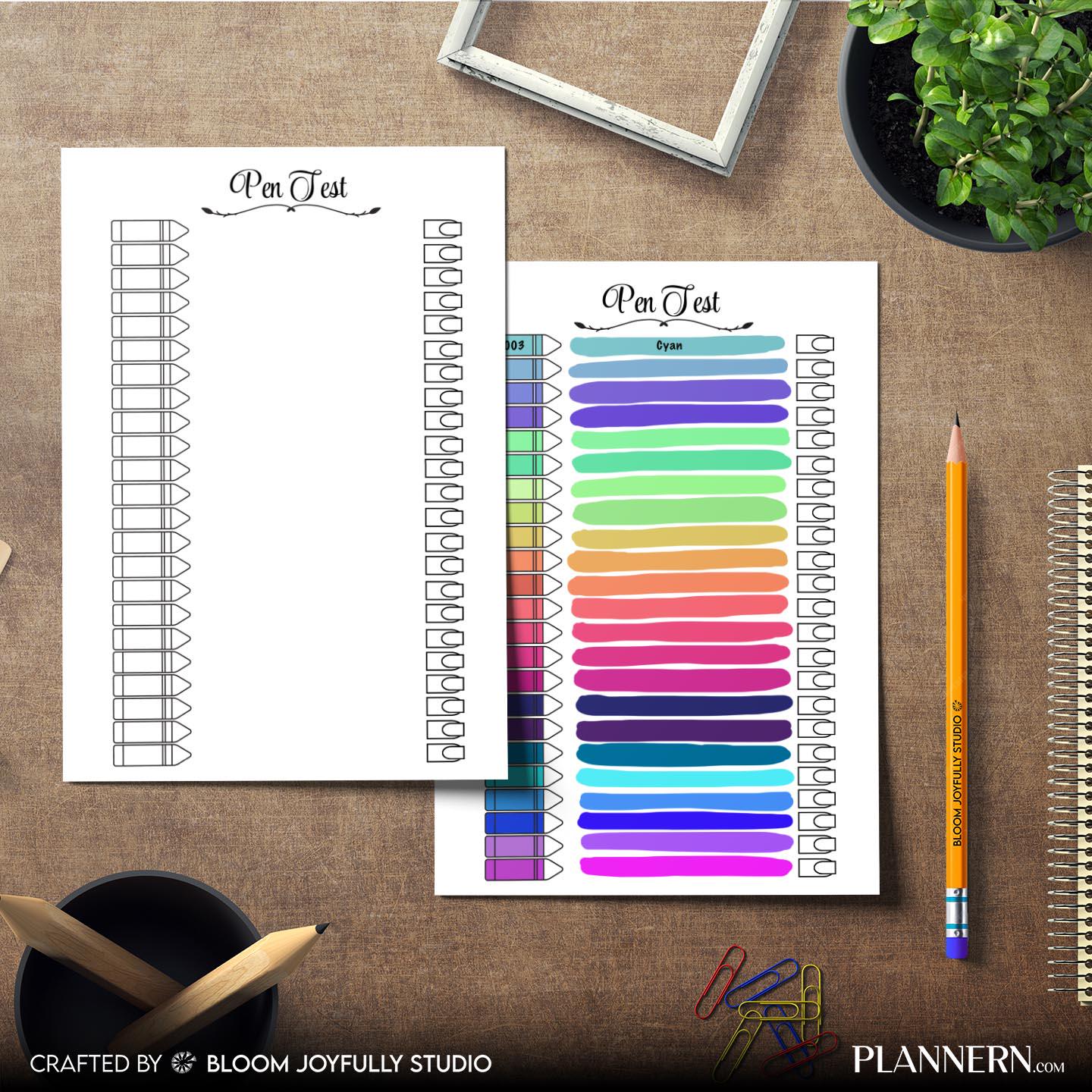 Brush Pen Tracker — Marker Log PRINTABLE, Pen Tracker, Pen color Swatch Page, Printable Pen Test Page, A4/A... | Bloom Joyfully printable