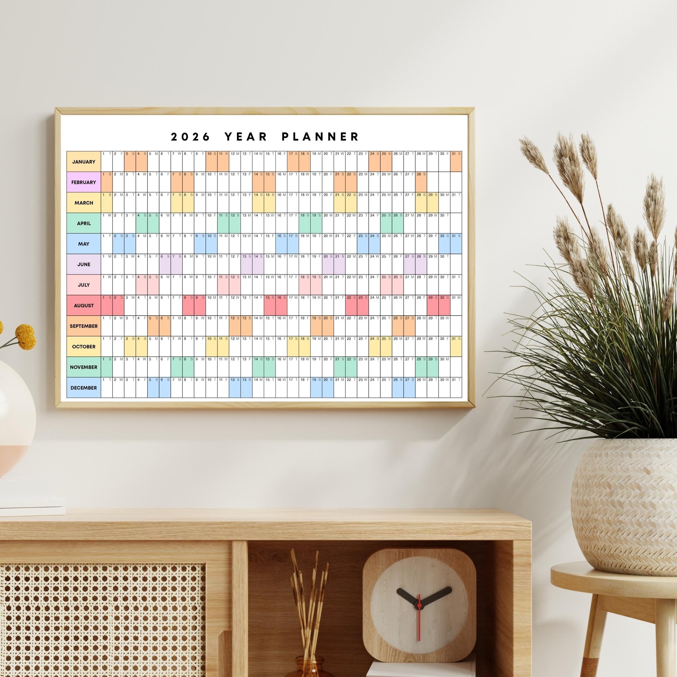 2026 Planner — 2026 PRINTABLE Wall Calendar, Dated Calendar, PDF, Different Sizes Available, Plan Your Day ... | Bloom Joyfully printable
