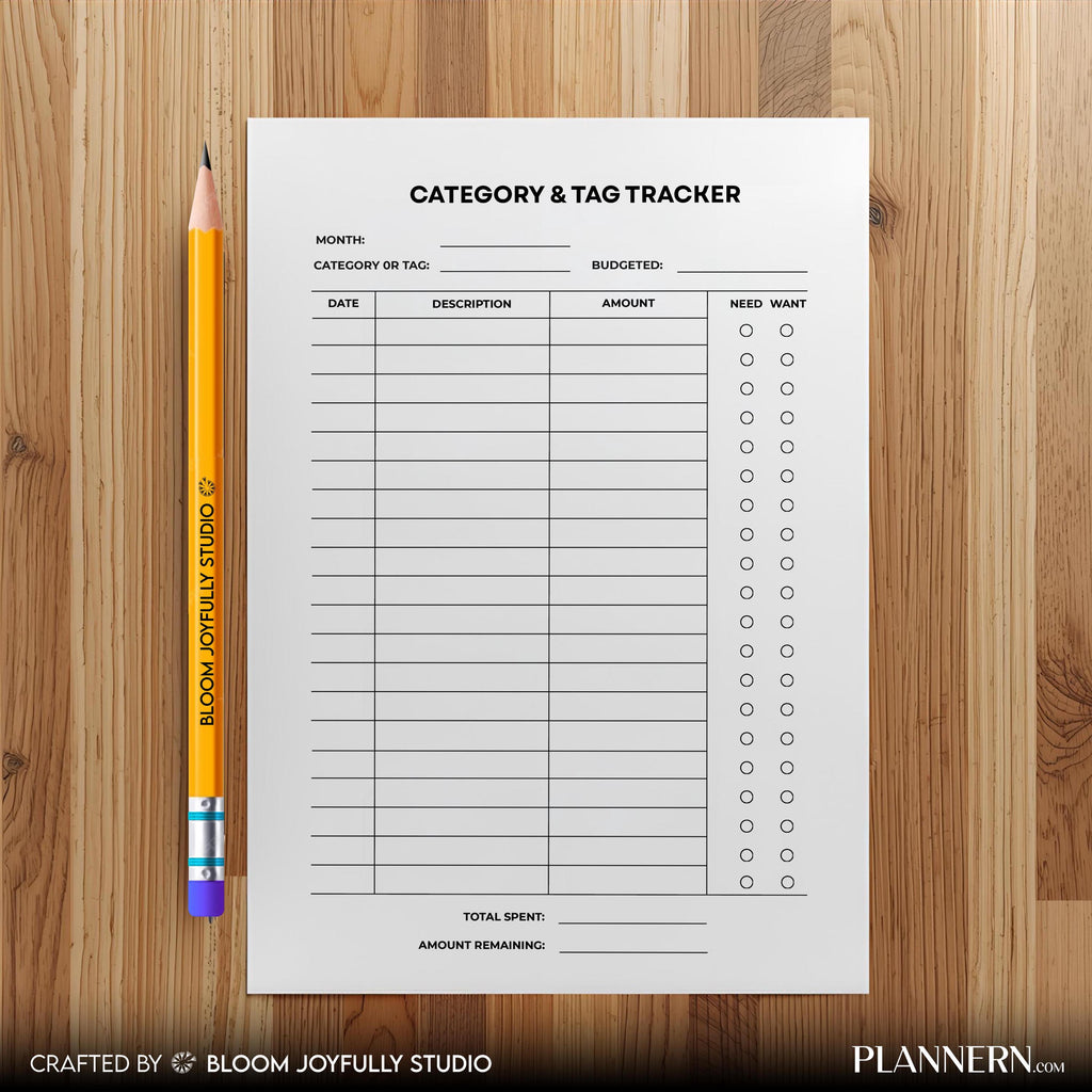Budget Tracker — Category Tracker Sheet PRINTABLE, Finance Planner, Budget Planner, Instant Download, A4, A... | Bloom Joyfully printable
