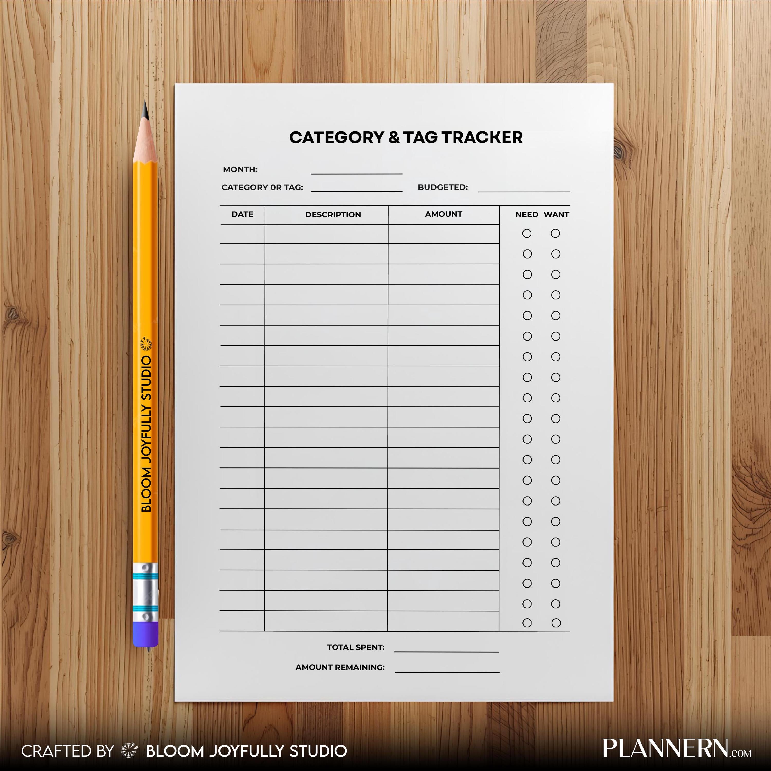 Budget Tracker — Category Tracker Sheet PRINTABLE, Finance Planner, Budget Planner, Instant Download, A4, A... | Bloom Joyfully printable