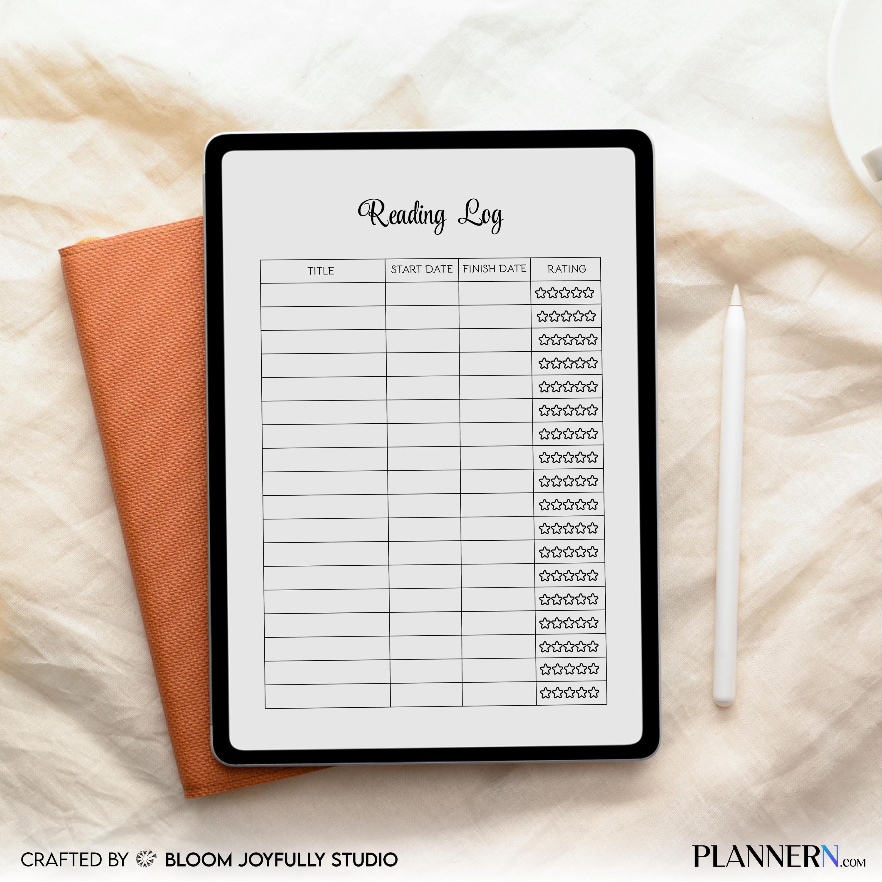 Book Journal — Reading Log PRINTABLE, Reading Log, Book Tracker, Habit Tracker, Reading Chart, Reading Trac... | Bloom Joyfully printable