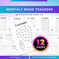 Bullet Journal — MONTHLY Mood Trackers Bundle, Printable Mood Tracker for journal, Monthly, Daily Mood Log,... | Mindfulness printable