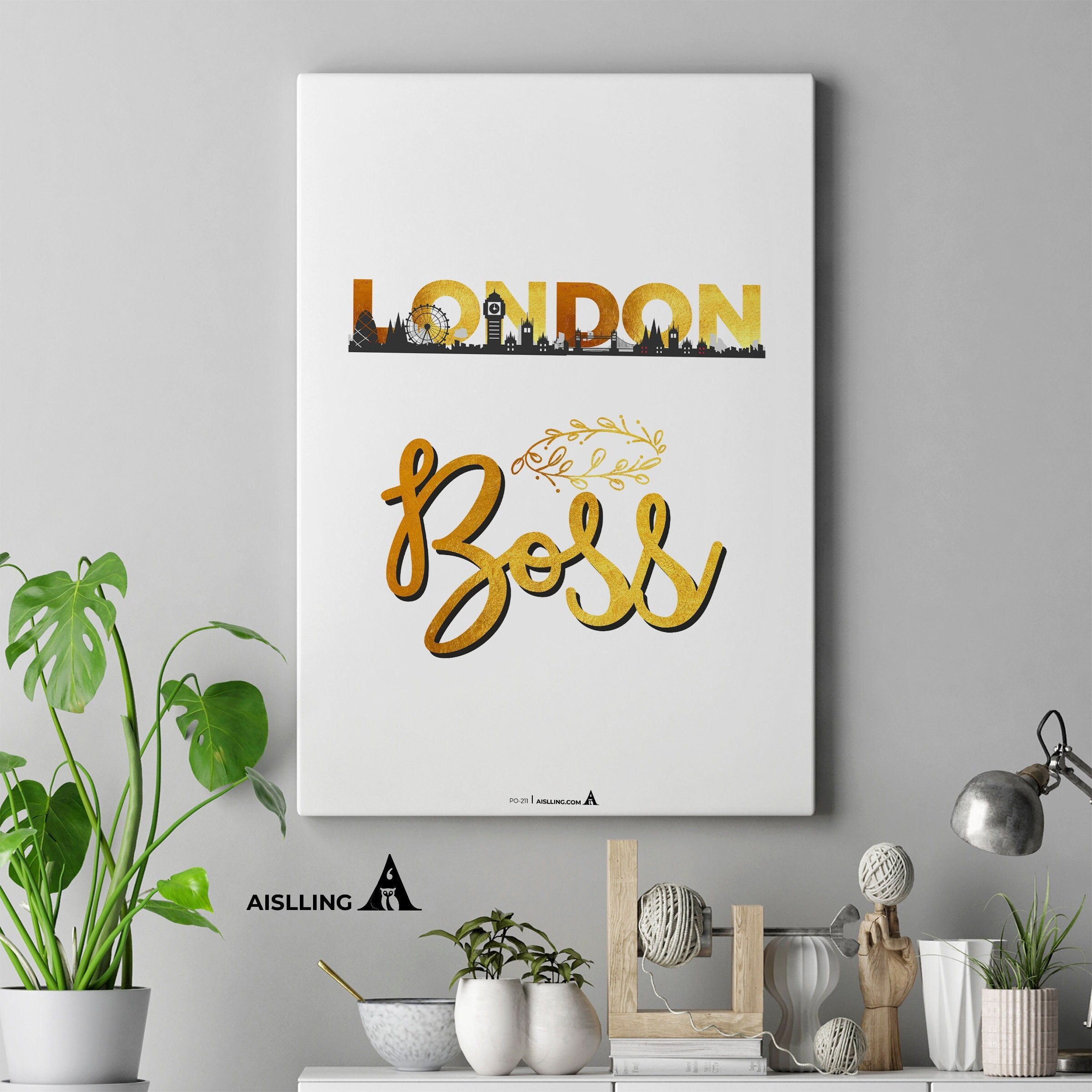 Aislling — LONDON Boss, gold line, gold line Quote Poster Printables Inspirational Quote Poster Motivationa... | Aislling printable