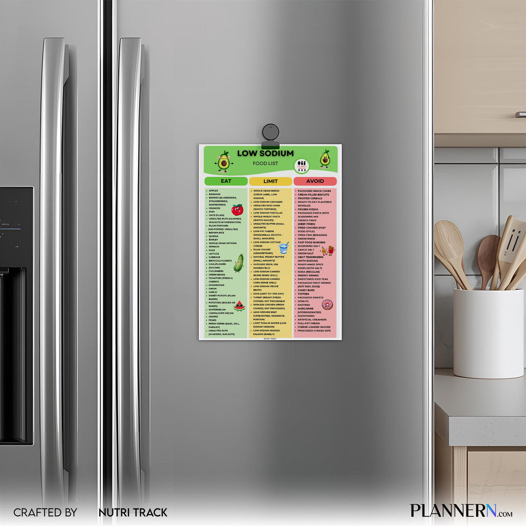 Diet Printable — Low Sodium Food List Printable, Low Salt Diet Food Chart, High Blood Pressure, Diabetes, S... | Nutri Track printable