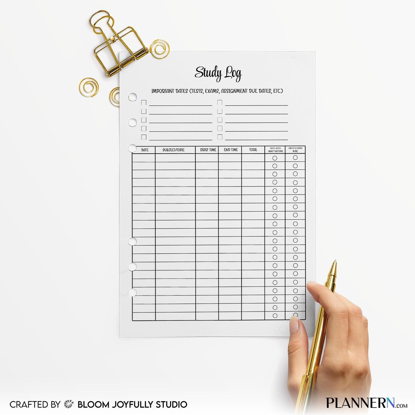 Academic Planner — Study log Tracker Printable, Study Planner Sheet, Student Study Organiser, Study Routine... | Bloom Joyfully printable