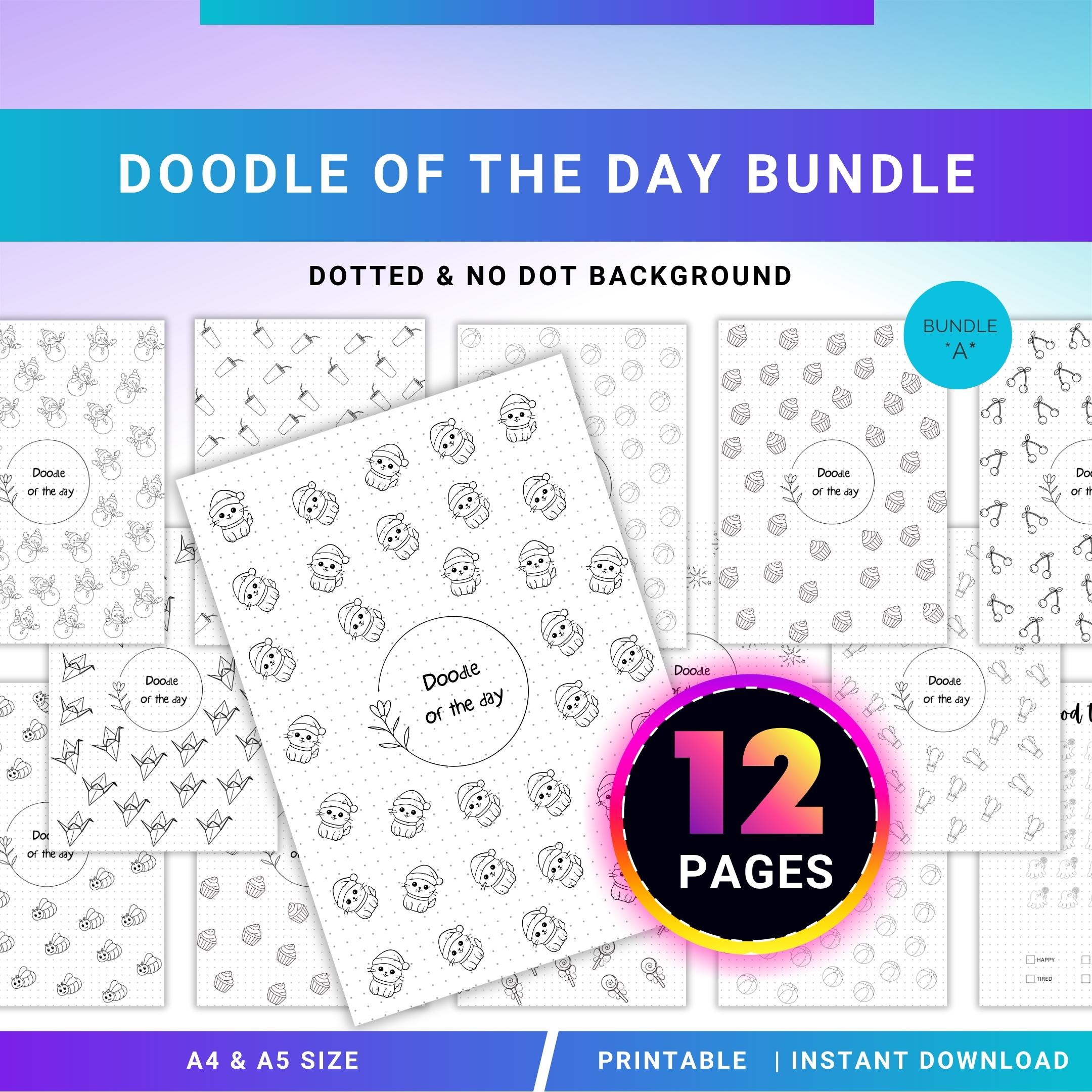365 Days Drawing — DOODLE of the Day Bundle, Daily Doodle Journal, Creative Doodle of the Day, PRINTABLE Jo... | Mindfulness printable