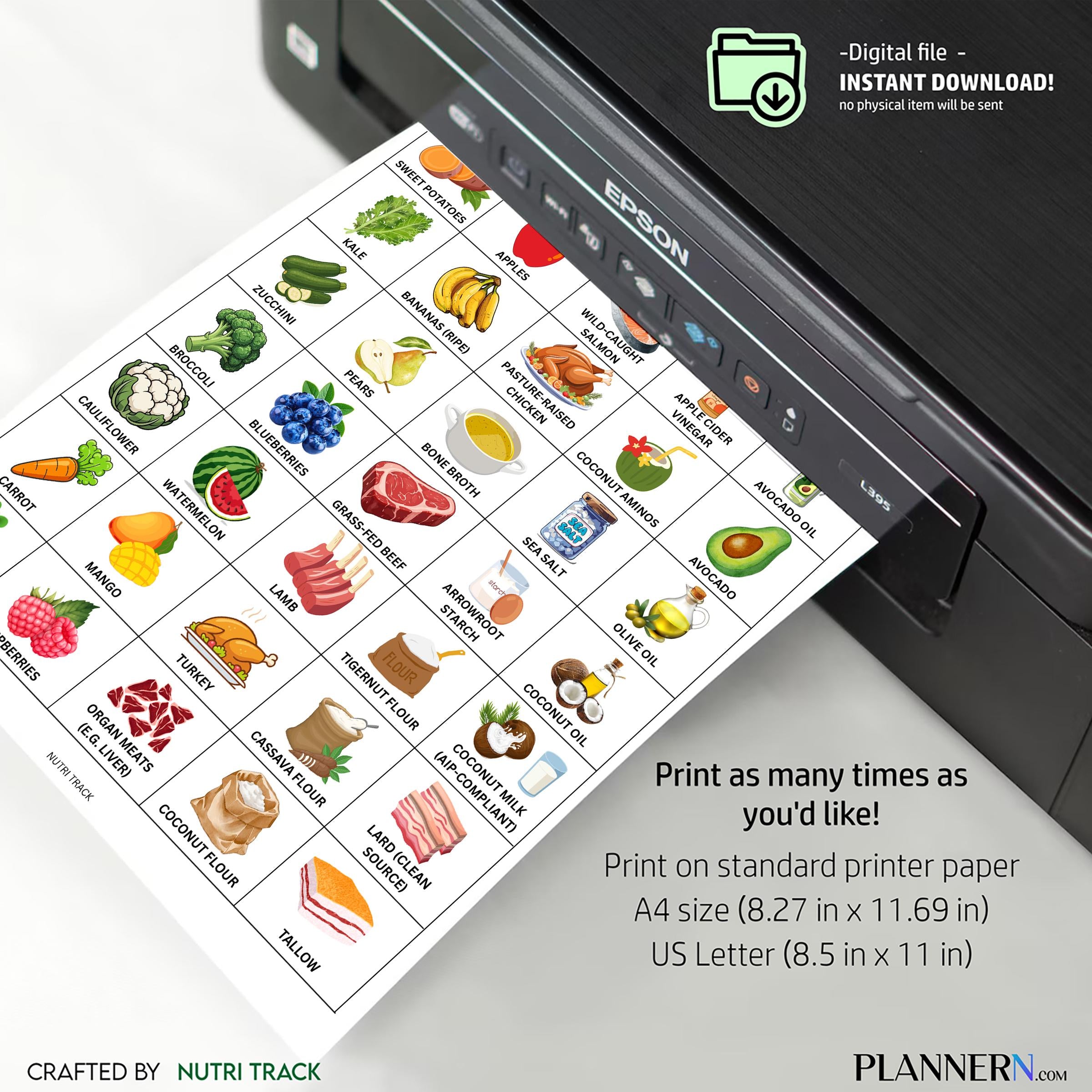 Aip Diet Guide — AIP Food List Printable, Autoimmune Food Chart, AIP Diet, Paleo Food List, Nightshade Free... | Nutri Track printable