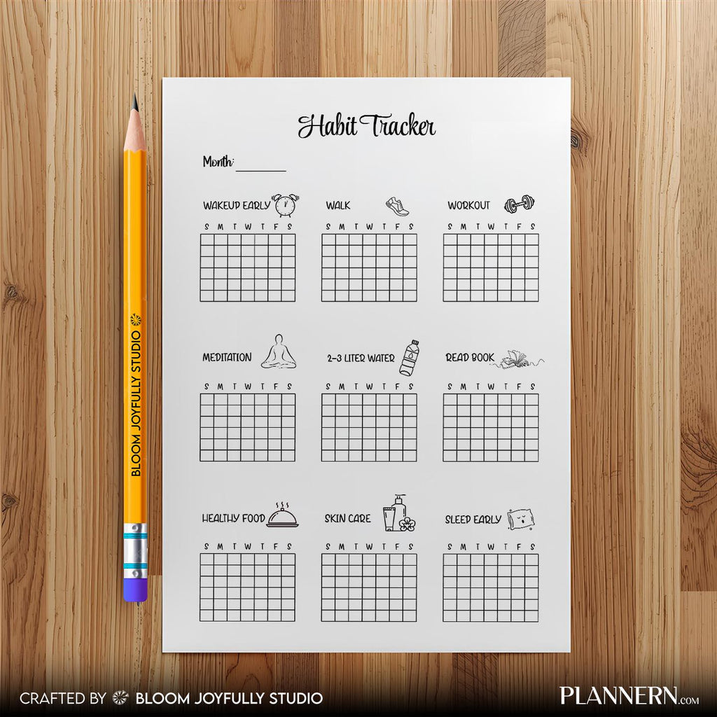 Daily Habits — Habit Tracker Printable, Daily Habit Tracker, Monthly Habit Tracker, Goal Planner, Productiv... | Bloom Joyfully printable
