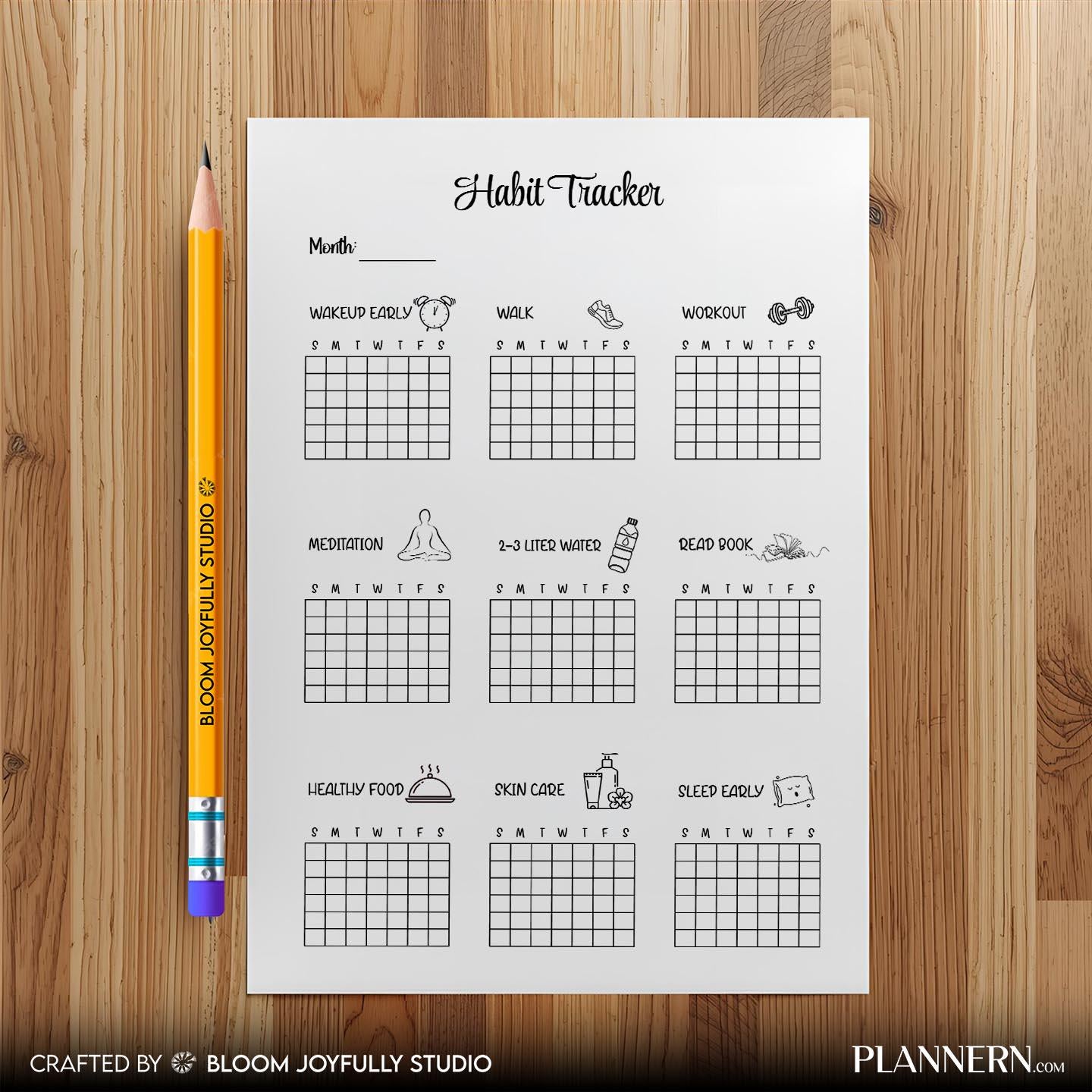 Daily Habits — Habit Tracker Printable, Daily Habit Tracker, Monthly Habit Tracker, Goal Planner, Productiv... | Bloom Joyfully printable