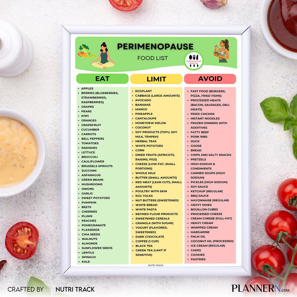 Food List Chart — Perimenopause Food List Printable, Hormone Balance Foods Chart, Low Estrogen Food List, M... | Nutri Track printable