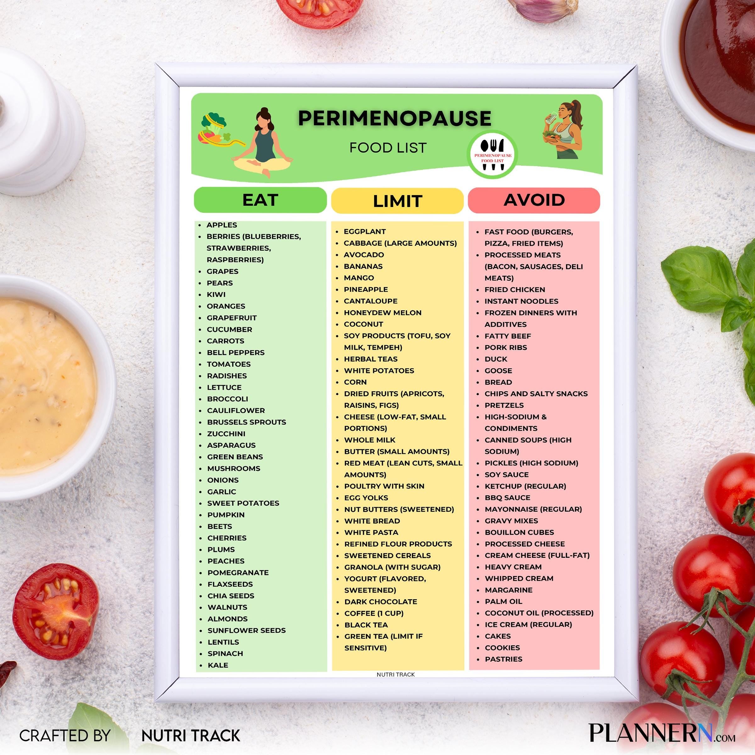 Food List Chart — Perimenopause Food List Printable, Hormone Balance Foods Chart, Low Estrogen Food List, M... | Nutri Track printable