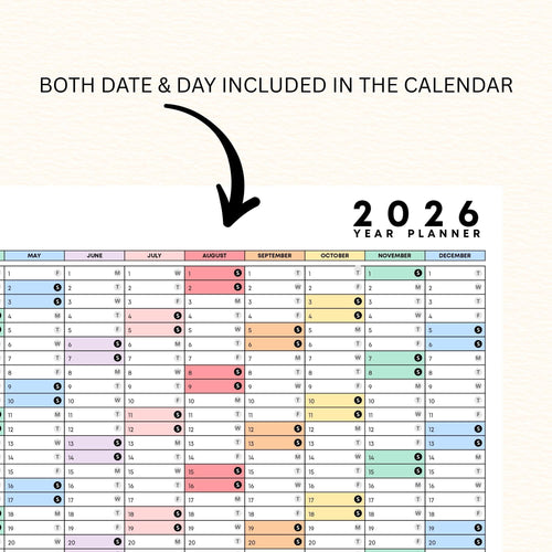2026 Planner — 2026 PRINTABLE Wall Calendar, Dated Calendar, PDF, Different Sizes Available, Plan Your Day ... | Bloom Joyfully printable