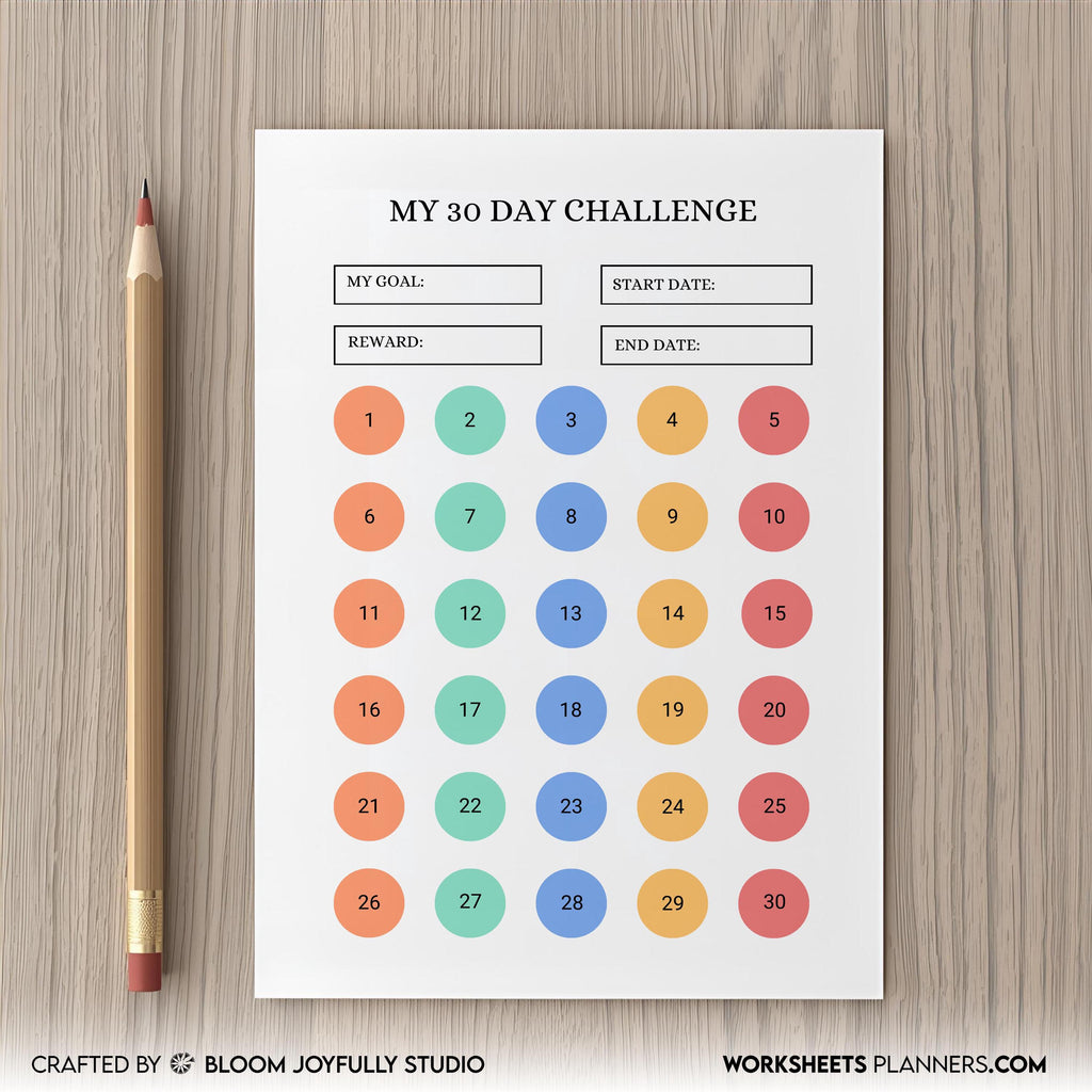 Daily Habits — 30 Day Challenge PRINTABLE, Habit Tracker, Goal Setting, Habit Challenge, Habit Planner, A4/... | Bloom Joyfully printable