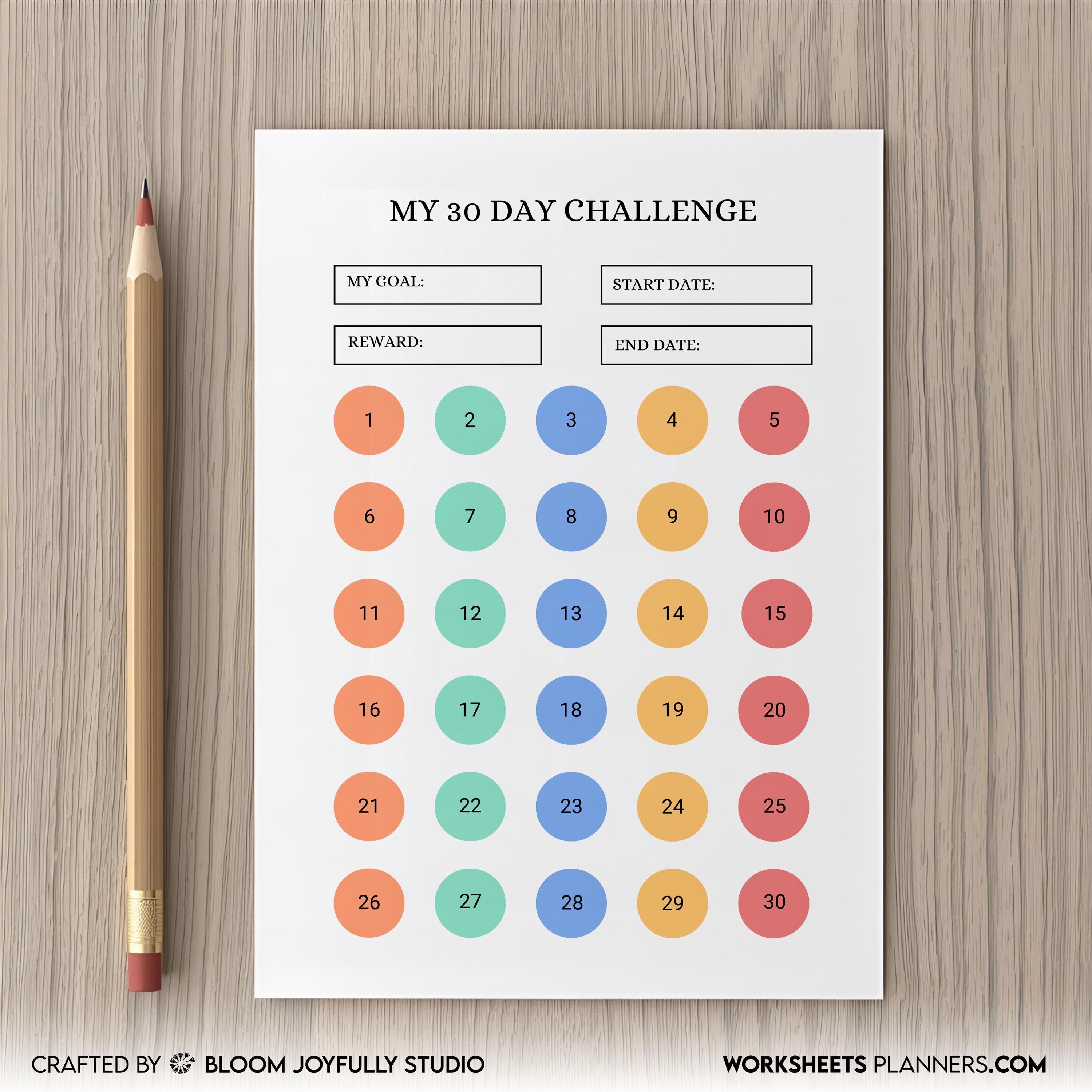 Daily Habits — 30 Day Challenge PRINTABLE, Habit Tracker, Goal Setting, Habit Challenge, Habit Planner, A4/... | Bloom Joyfully printable