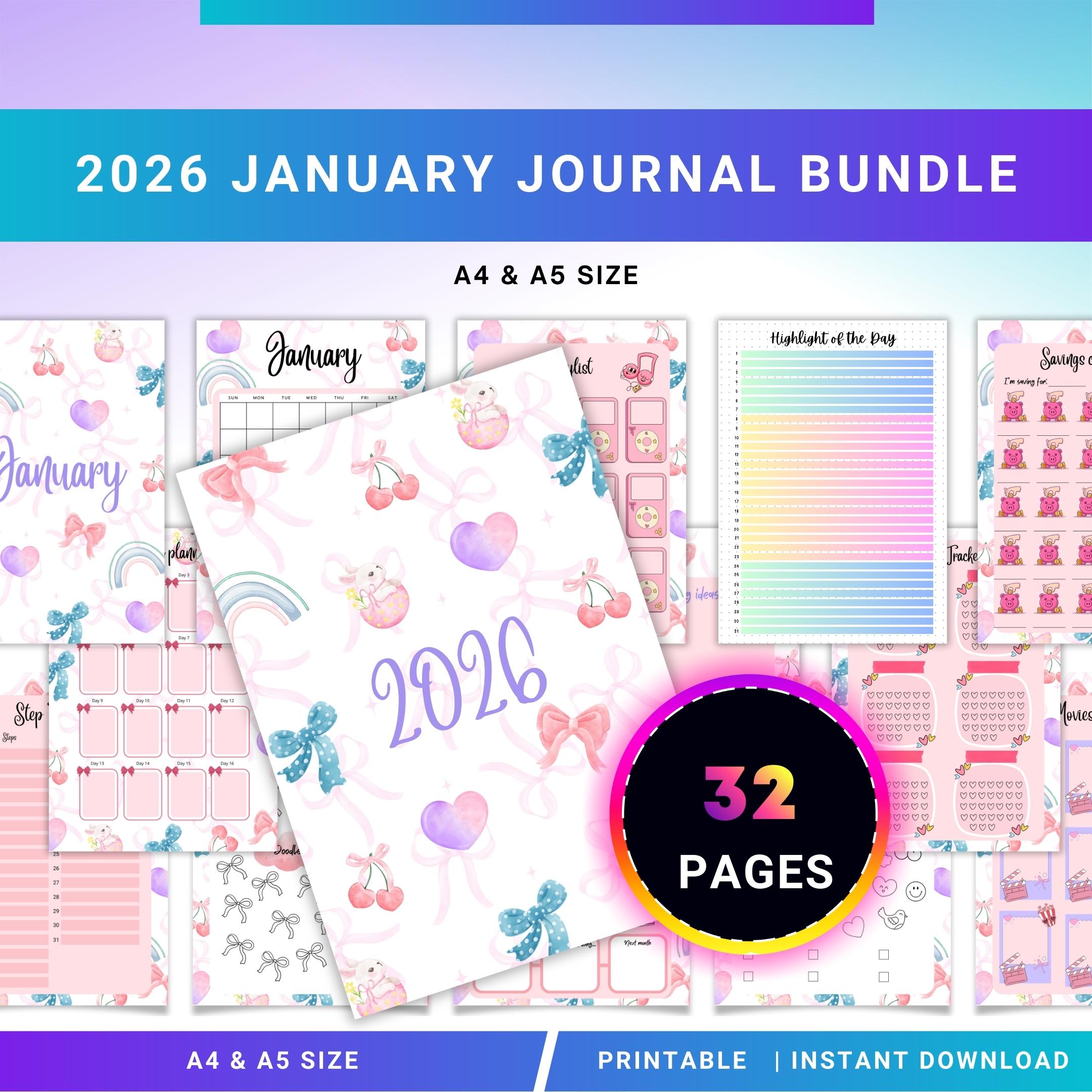 2026 Big Journal — 2026 JANUARY Planner Bundle, New Year Reset, New Year Monthly, Weekly planner, Habit, Bu... | Bloom Joyfully printable