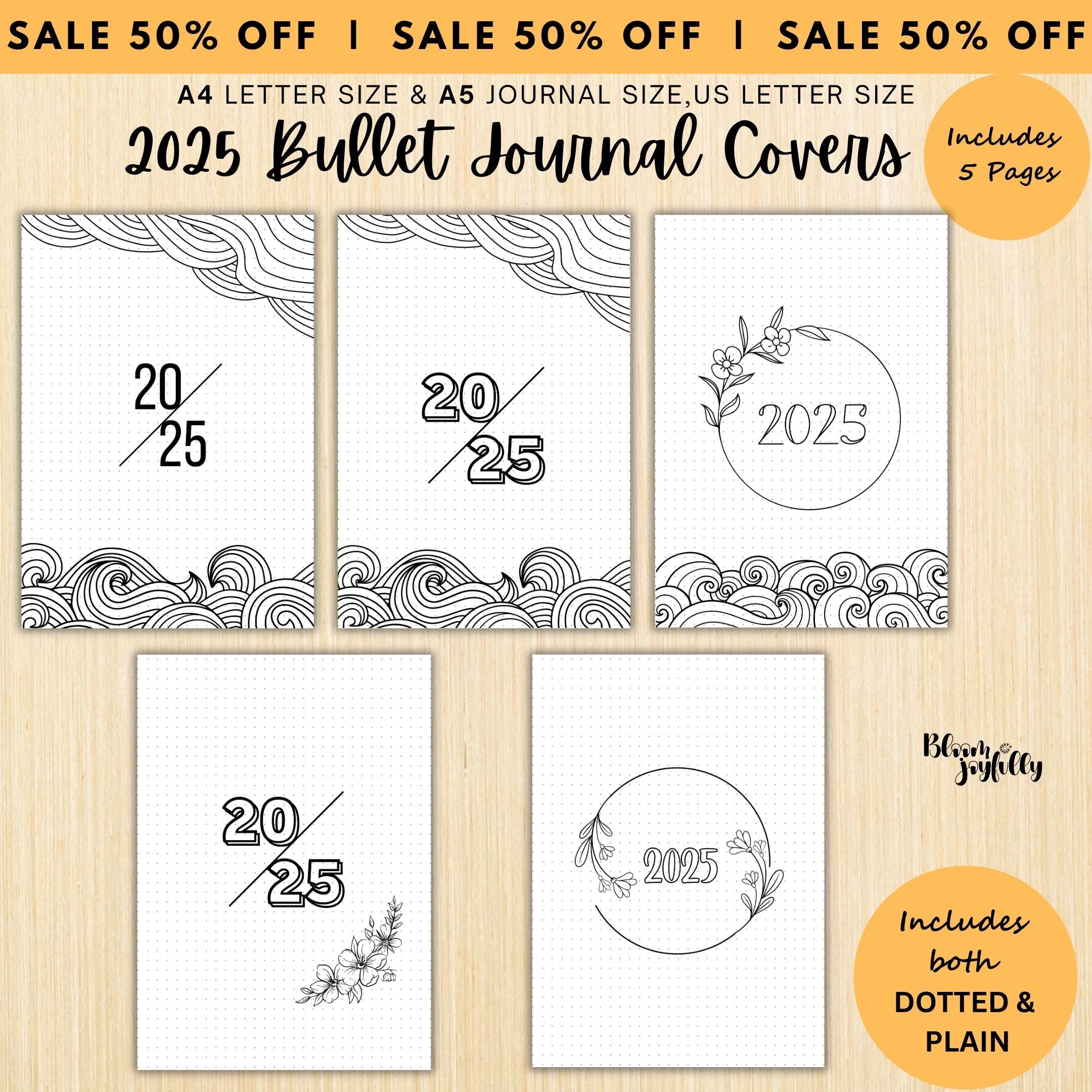 2025 Cover Pages — 2025 Bullet Journal Cover Page, PRINTABLE Title Page, 2025 Planner Cover, BUJO Cover Pag... | Bloom Joyfully printable