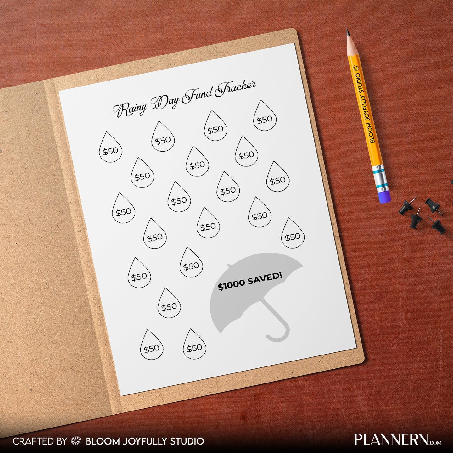 Budget Printable — Rainy Day Savings Tracker PRINTABLE, Emergency Savings tracker, Savings Goal Planner, Bu... | Bloom Joyfully printable