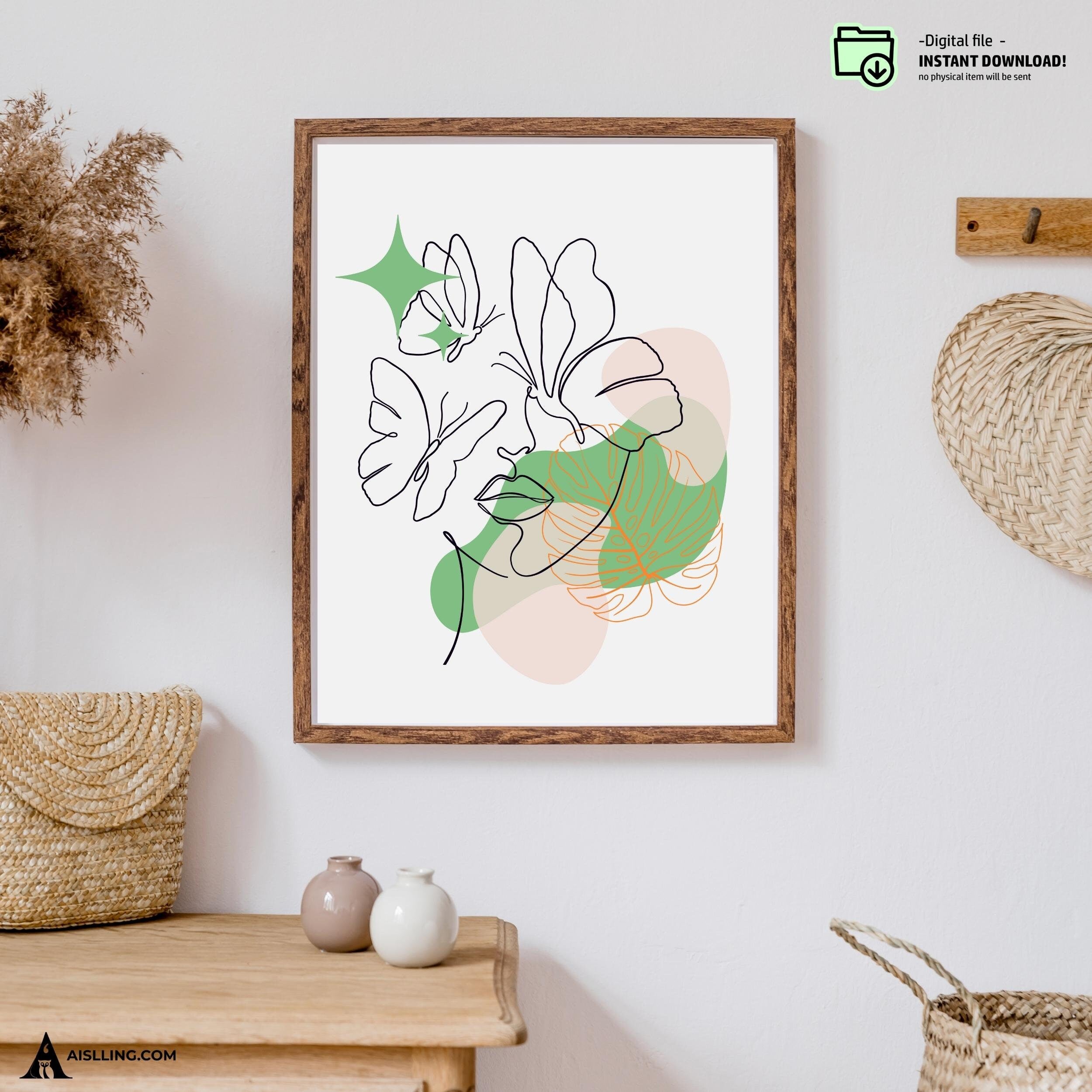 Sage Green Blush Pink Print Set of 9, Boho decor, Botanical Gallery Wall Set, DIGITAL DOWNLOAD, Minimalist ... | Aislling printable