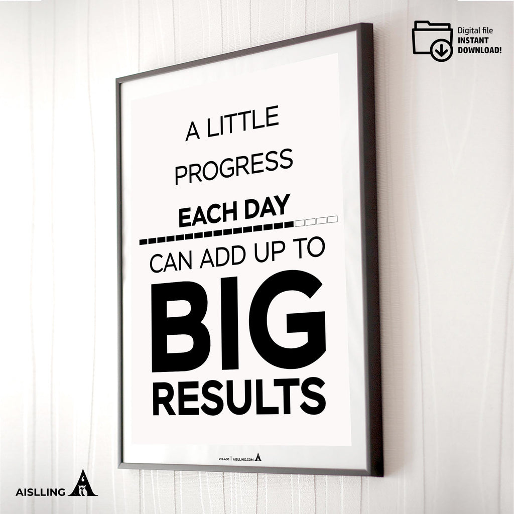 Aislling — a little progress each day Quotes Digital Printable Wall Art Inspirational Quotes Poster, Motiva... | Aislling printable