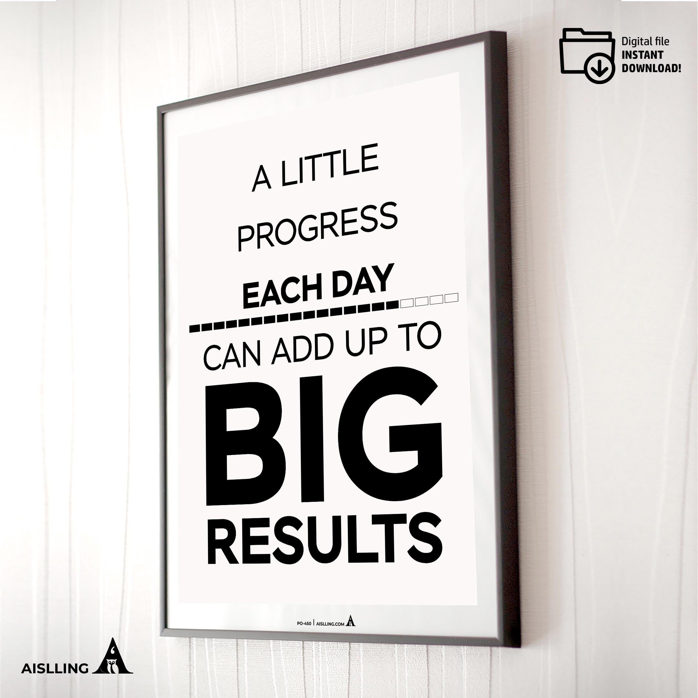 Aislling — a little progress each day Quotes Digital Printable Wall Art Inspirational Quotes Poster, Motiva... | Aislling printable